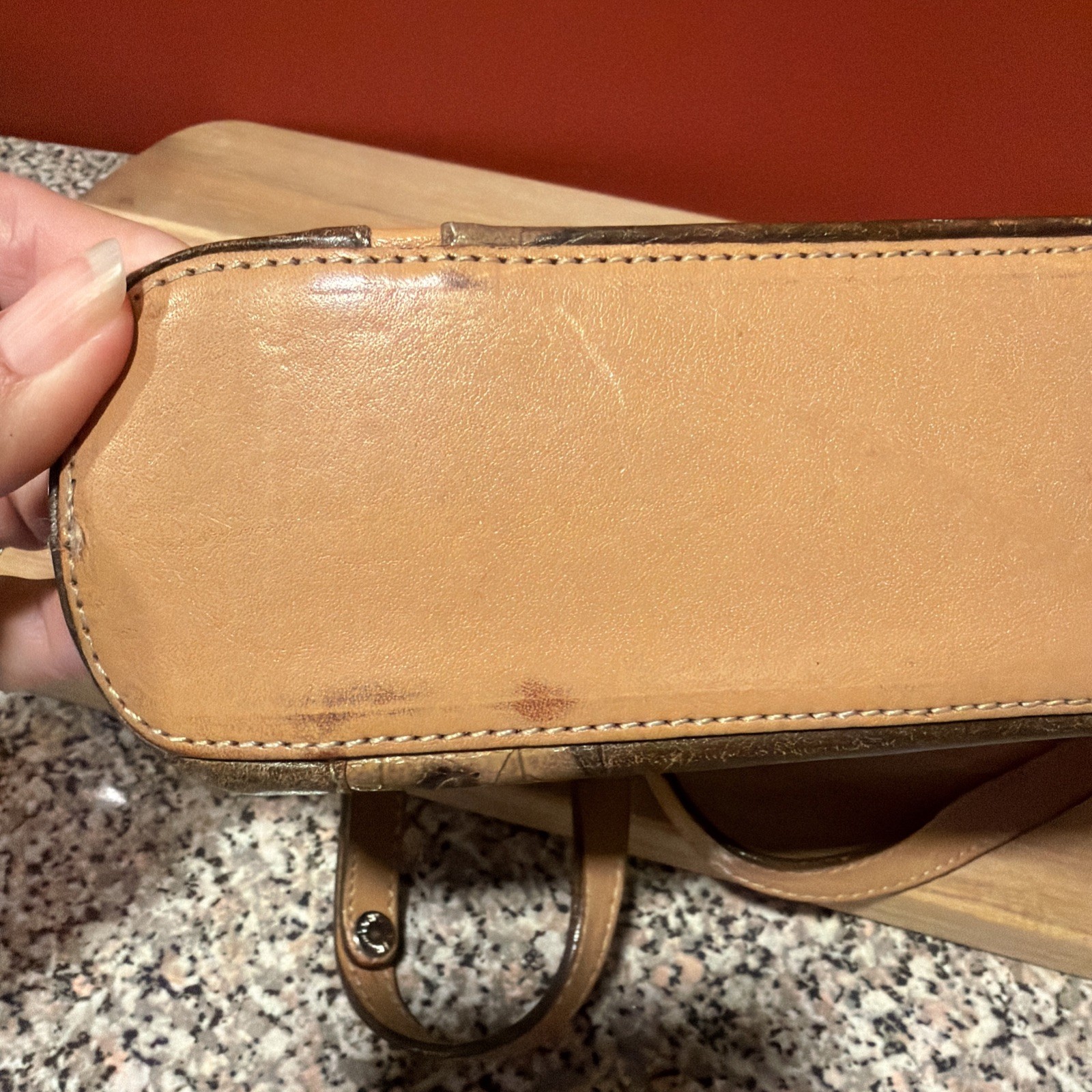 Small Brahmin Crossbody Tan And Brown Oak Leaf