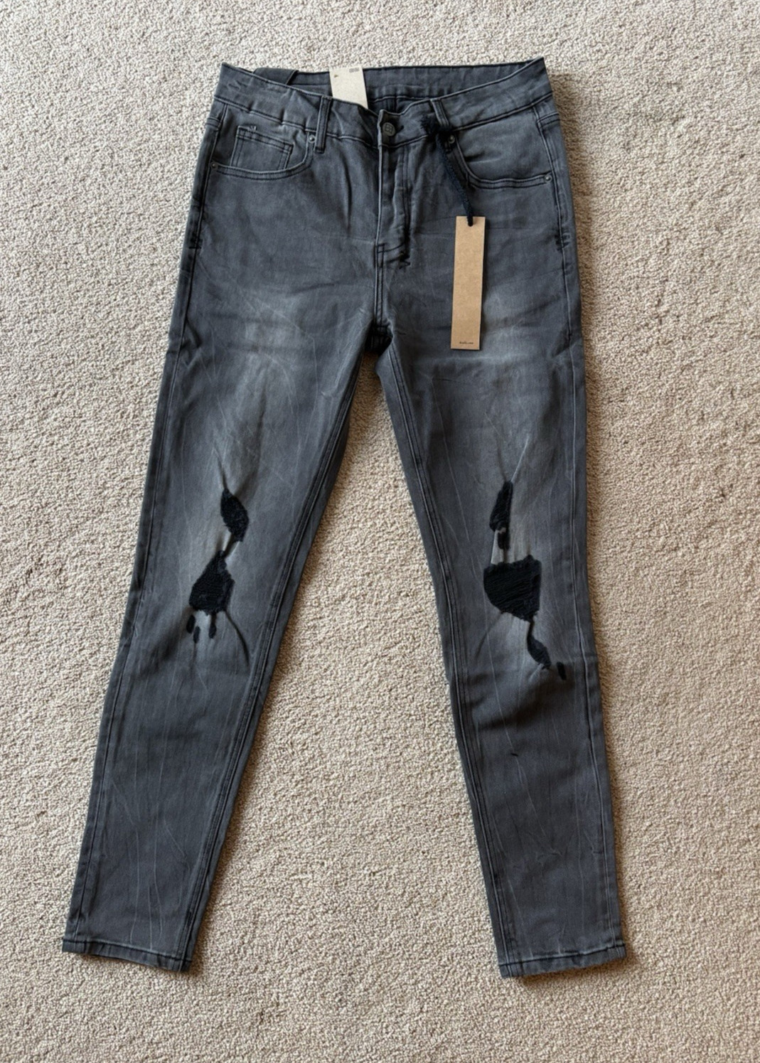 Ksubi Van Winkle Hunter Beden 32 Black Distressed Skinny Jeans Mens 32×31 NWT