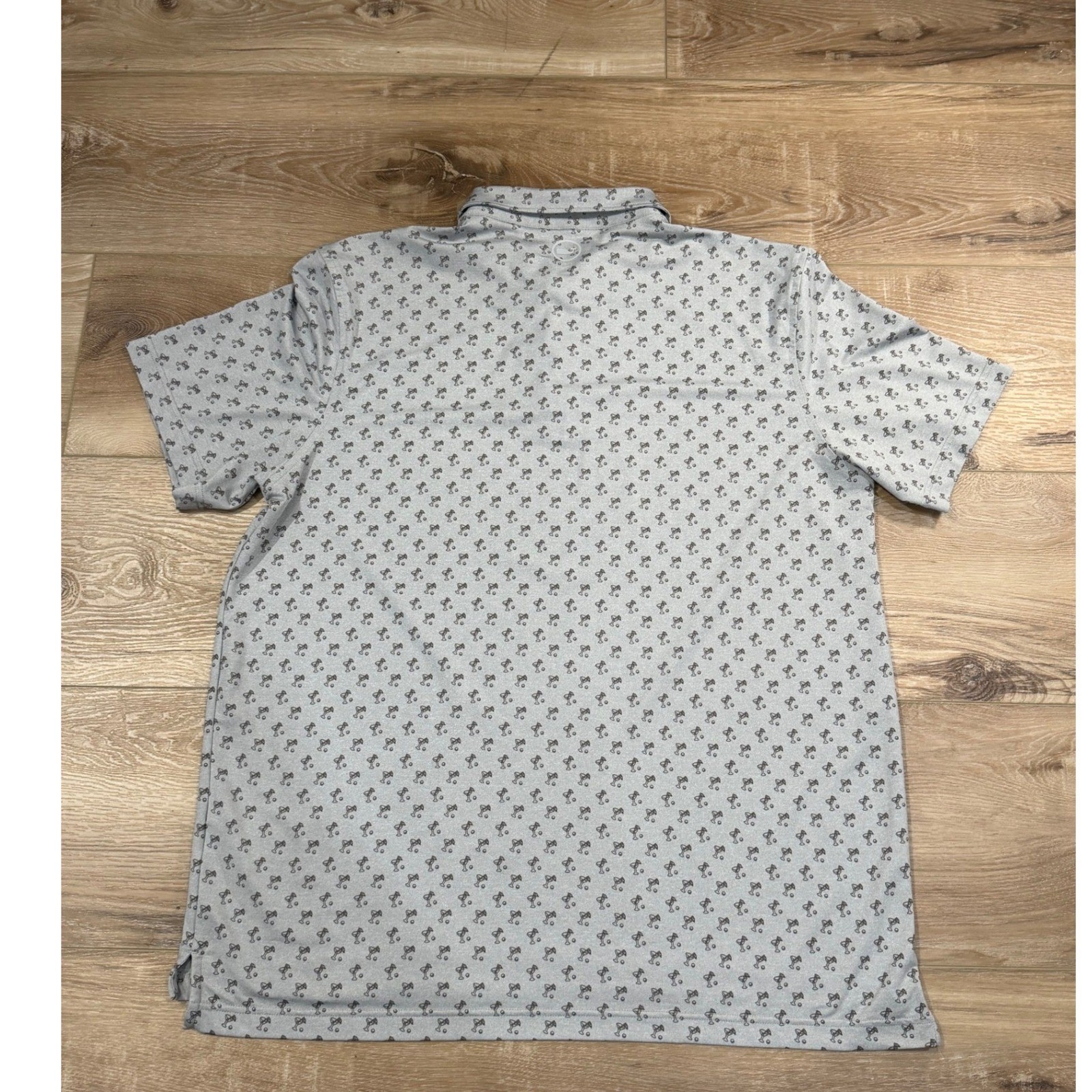 Jim Nantz by Vineyard Vines Mens XL Gray Martini Golf Print brrr Cooling Polo