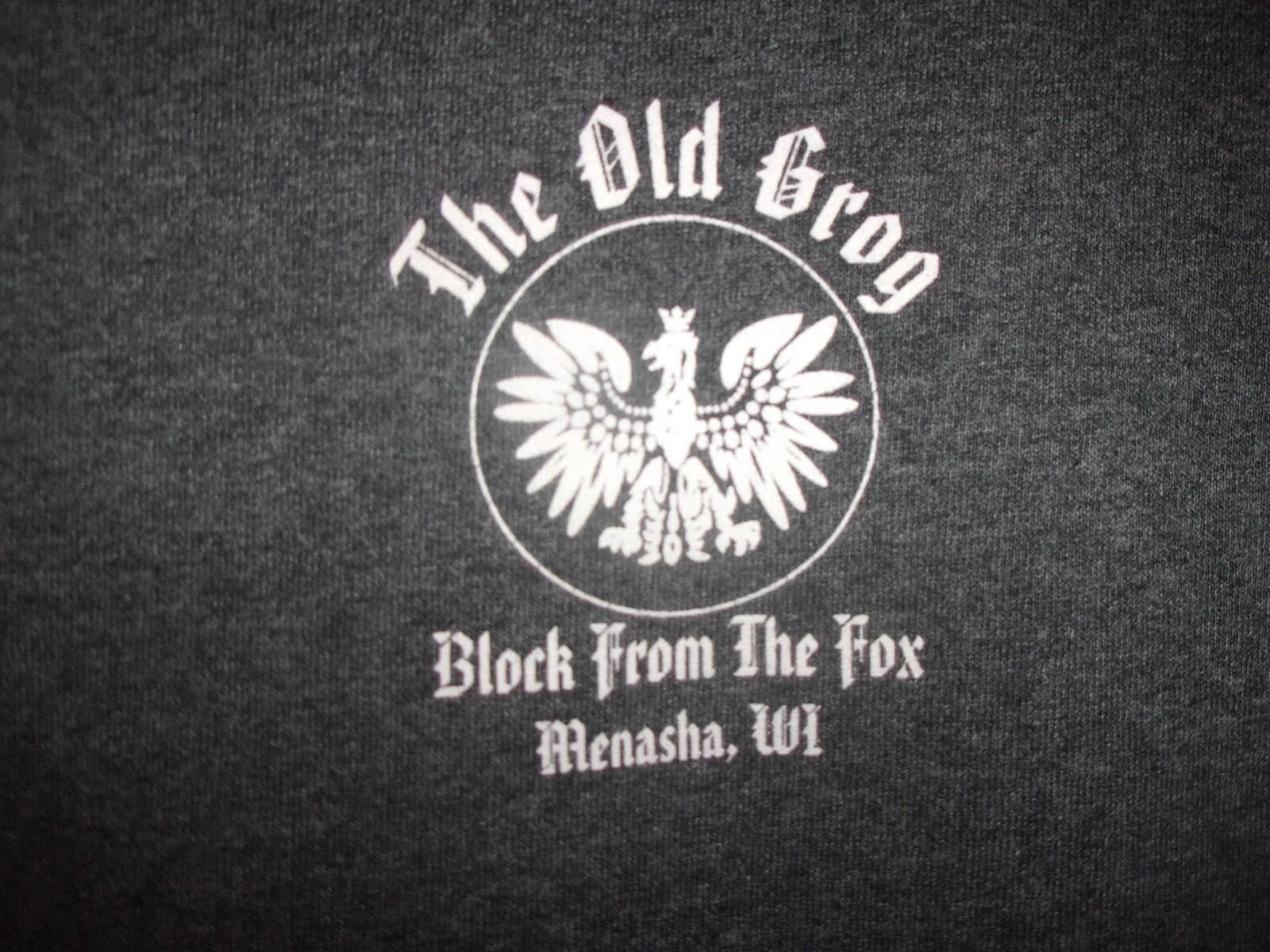MENASHA WI the OLD GROG Block from the Fox gray L t shirt