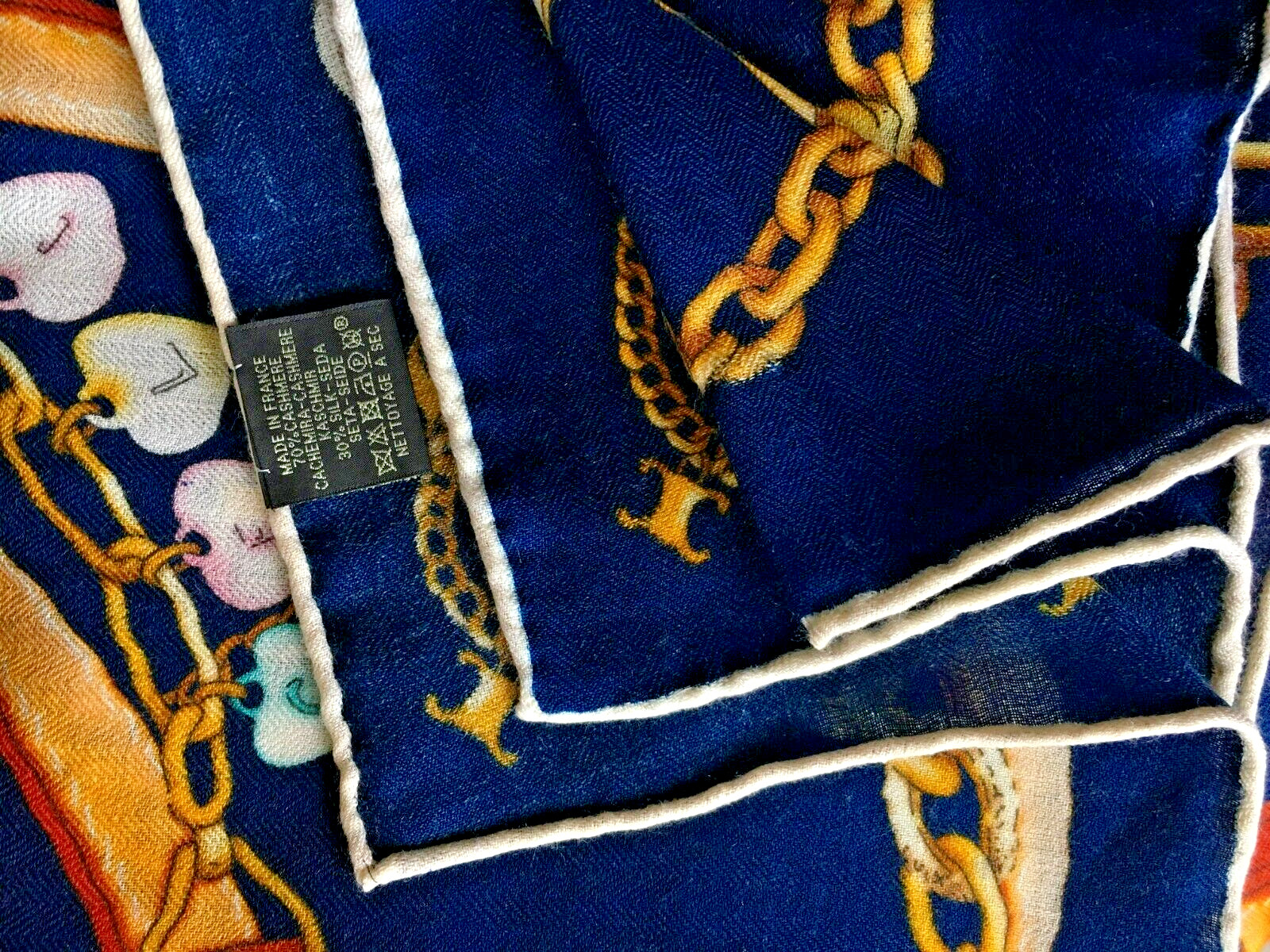 41″x41″Dark Blue Harness Print 70% Cashmere 30% Silk Thin Scarf Shawl 105x105cm