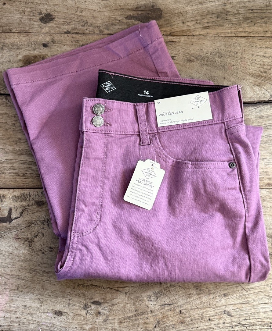 Size 14 St. John’s Bays Women’s Wide Leg Purple Jeans