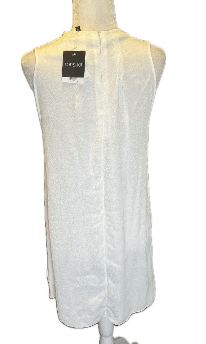 NWT Topshop White Sleeveless High Low Hem Tunic Tank Top UK 8 US 4
