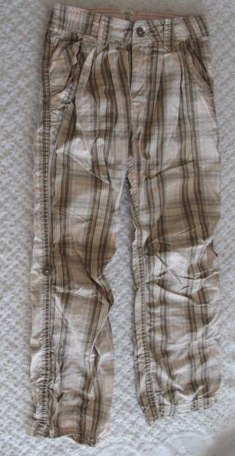 H&M L.O.G.G. 6X 7 Girls Pants Roll-Up light weight plaid spring summer EUC LOGG