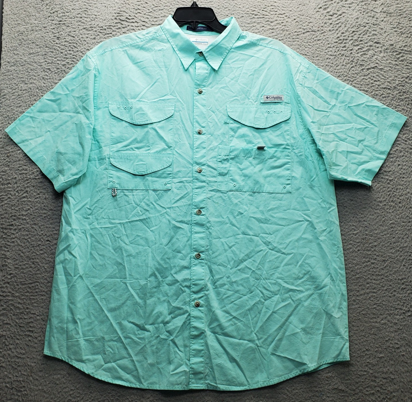 Columbia Sportswear Fishing Shirt Mens XLT Green Mesh Vented Collared Button-Up