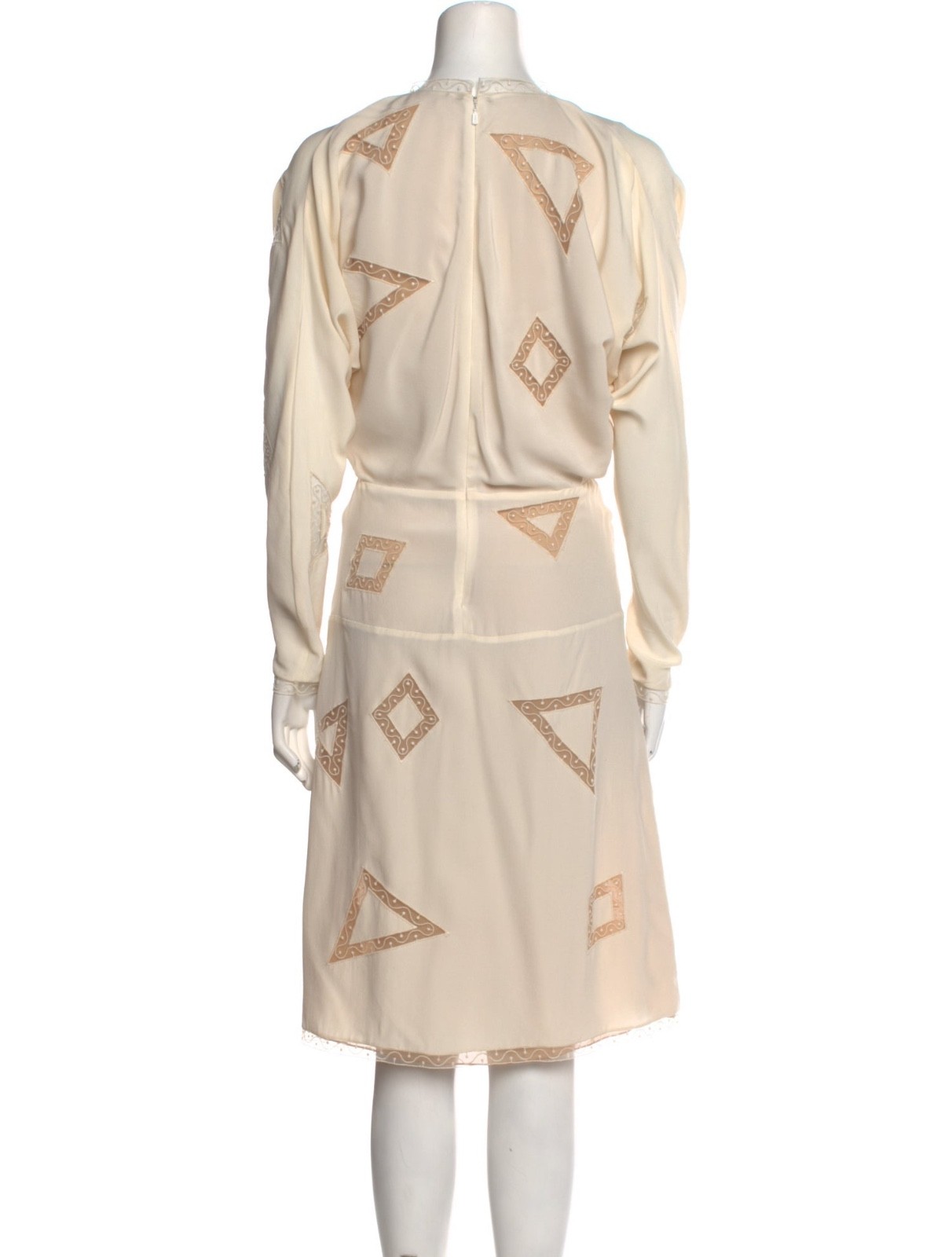 CHLOE women’s silk knee-length wrap dress – beige / milk – EU 36 / US 4 / Small