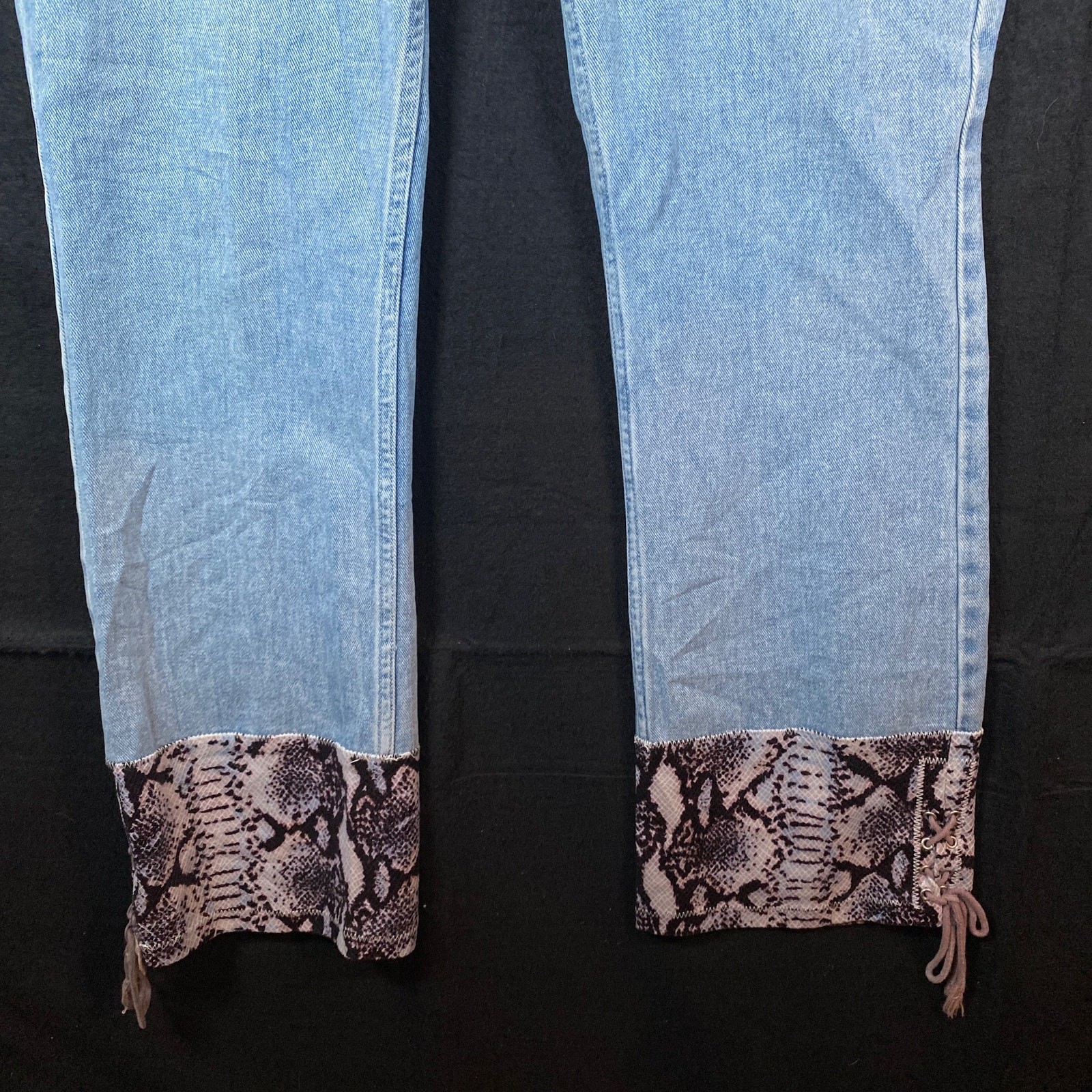 Vintage Vasco Womens Jeans Blue Denim Snake Print Straight Leg Cotton 15/16