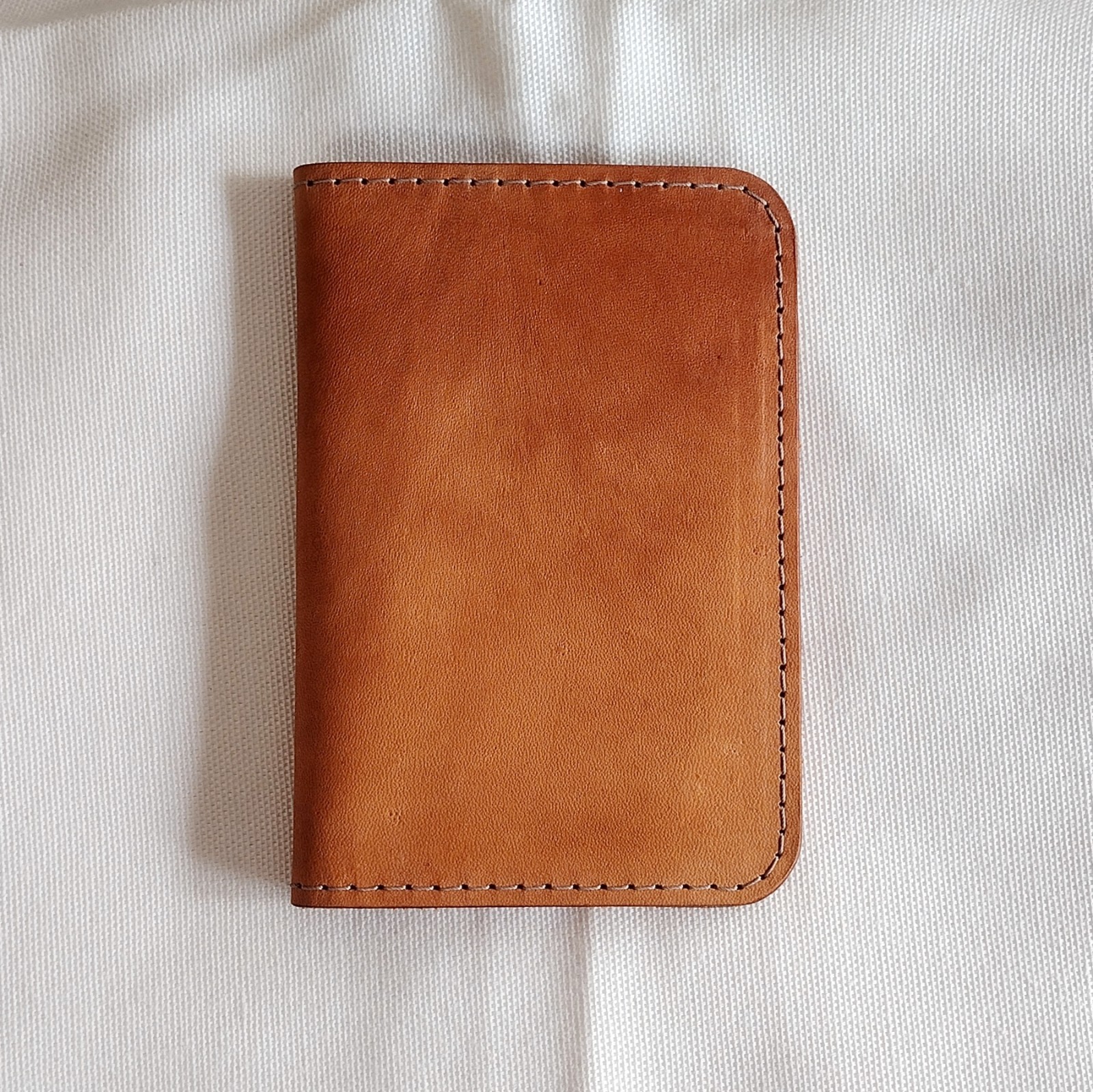handmade 100% real leather wallet aged natural veg tan vertical bifold