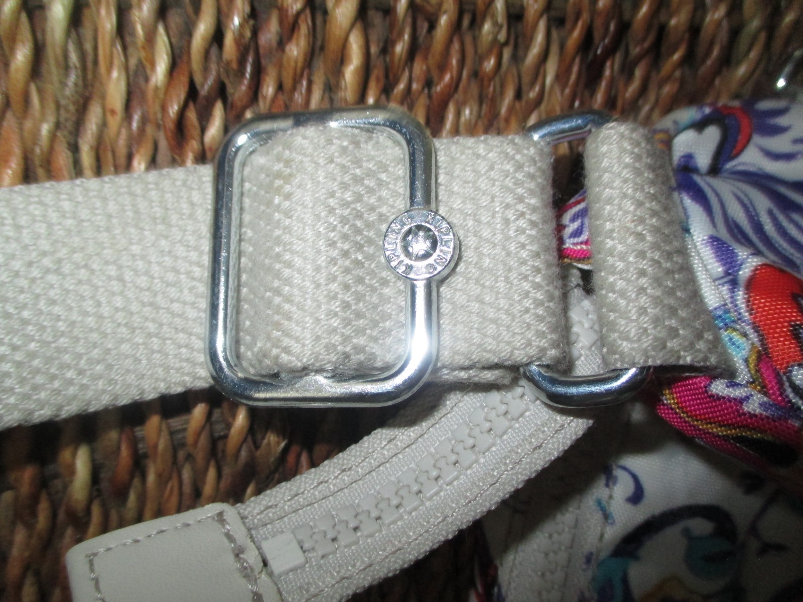 Kipling Keiko Crossbody Bag w/ Paisley Print (No Charm)on White Nylon Base