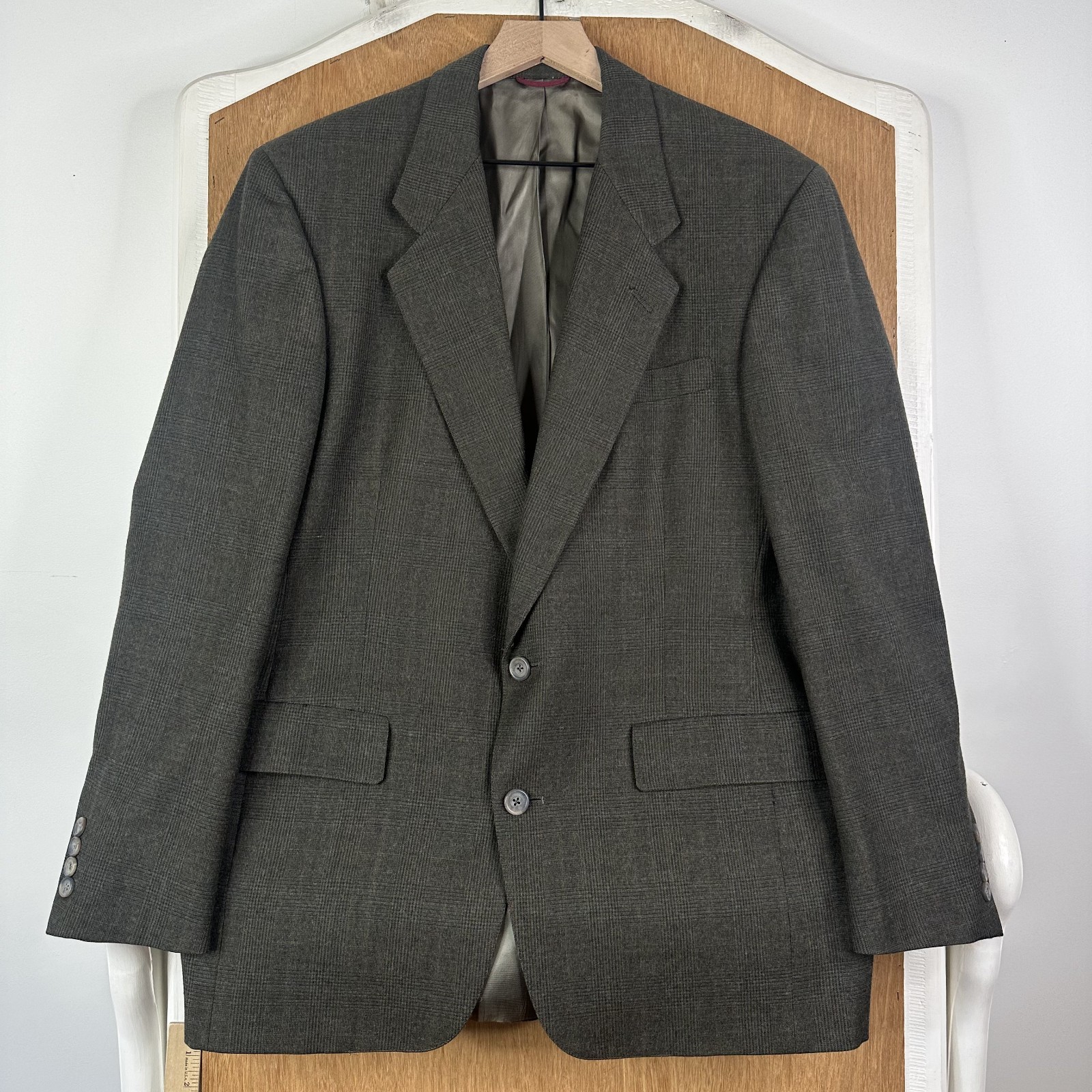 VTG Hart Schaffner Marx Suit Mens 40R Brown Glen Check 2 Button Wool Pants 34×29