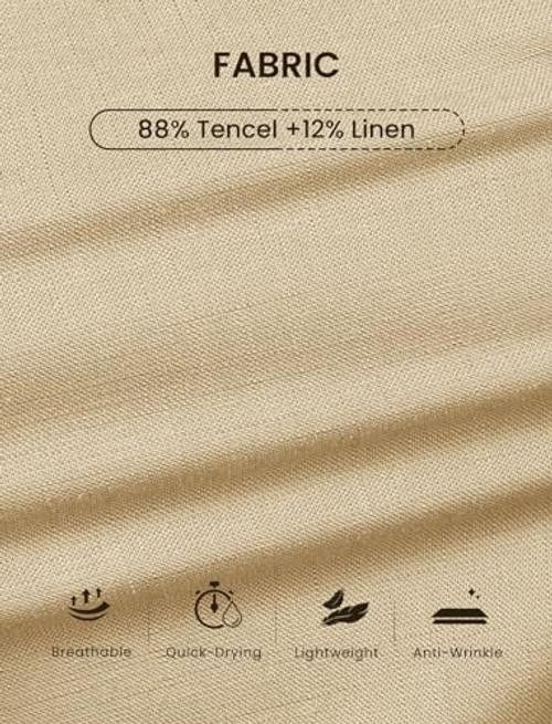 Men’s Linen Pants Casual Travel 5 Pockets Lightweight 30W x 29L Light Khaki