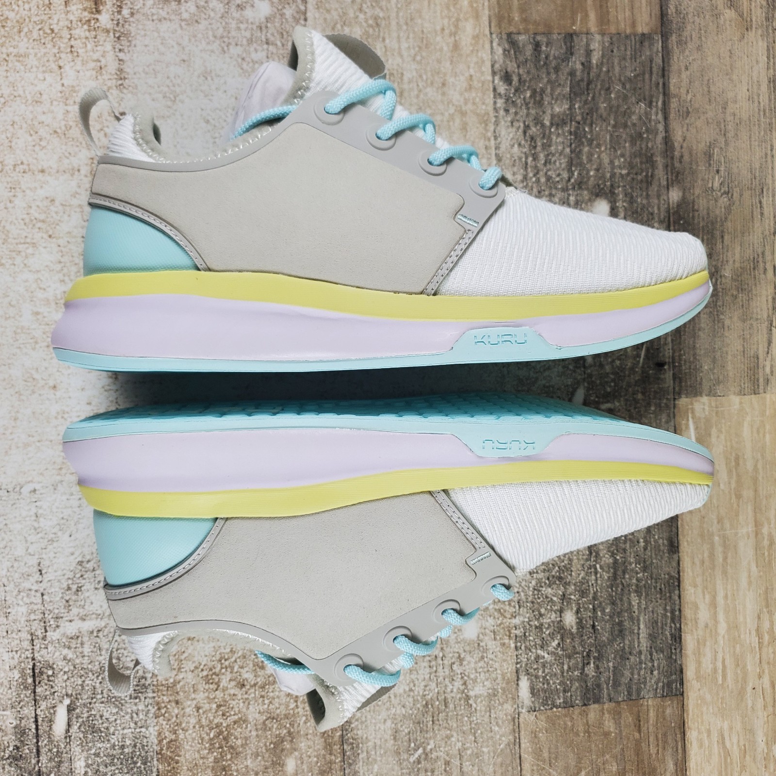 Kuru Atom Womens Shoes Sz 7.5 M Running Bright White Ice Blue Lace Up Sneakers