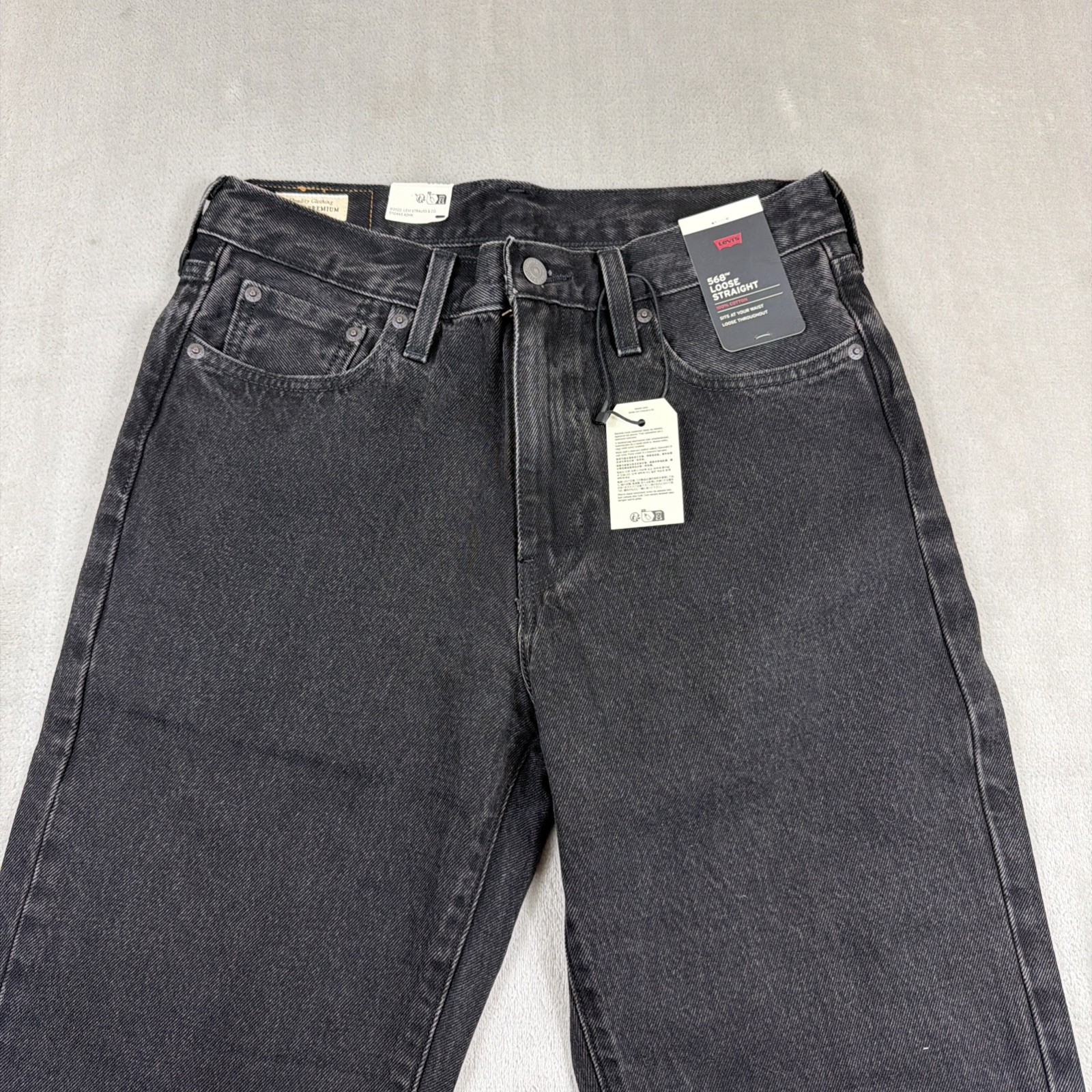 Levi’s 568 Premium Jeans Men’s Size 29×30 Loose Straight Black Denim Cotton