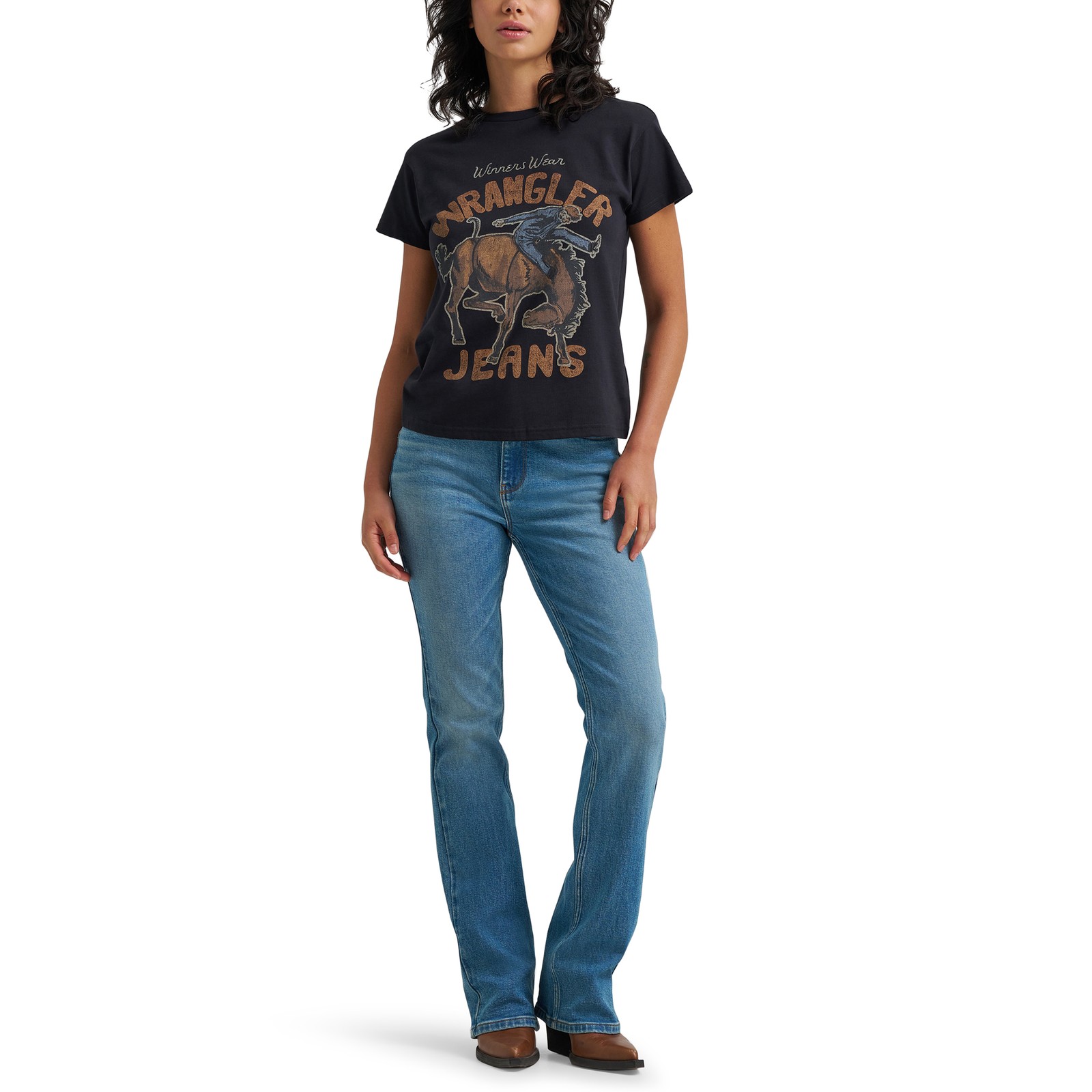Wrangler Ladies Retro Graphic Black T-Shirt 112379665