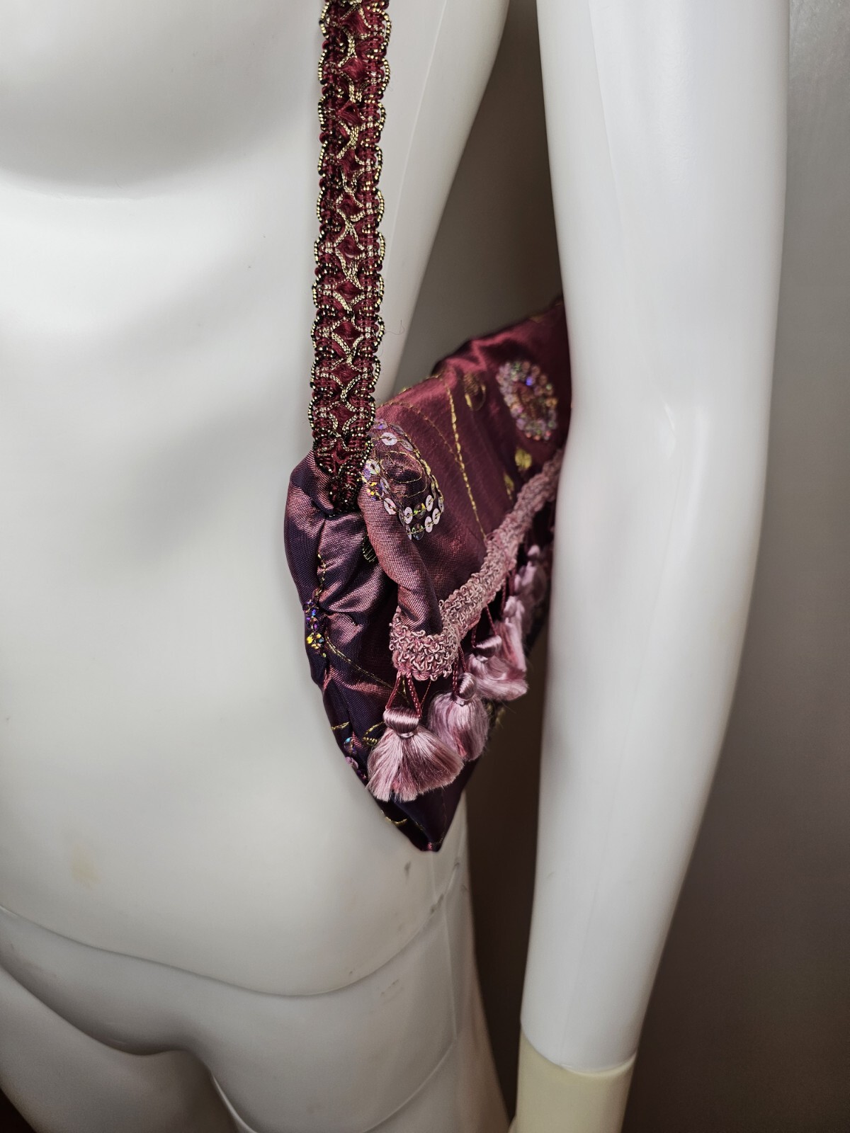 Beautiful Handmade Shoulder Bag Purse With Sequin and Tassels Y2k Retro Look