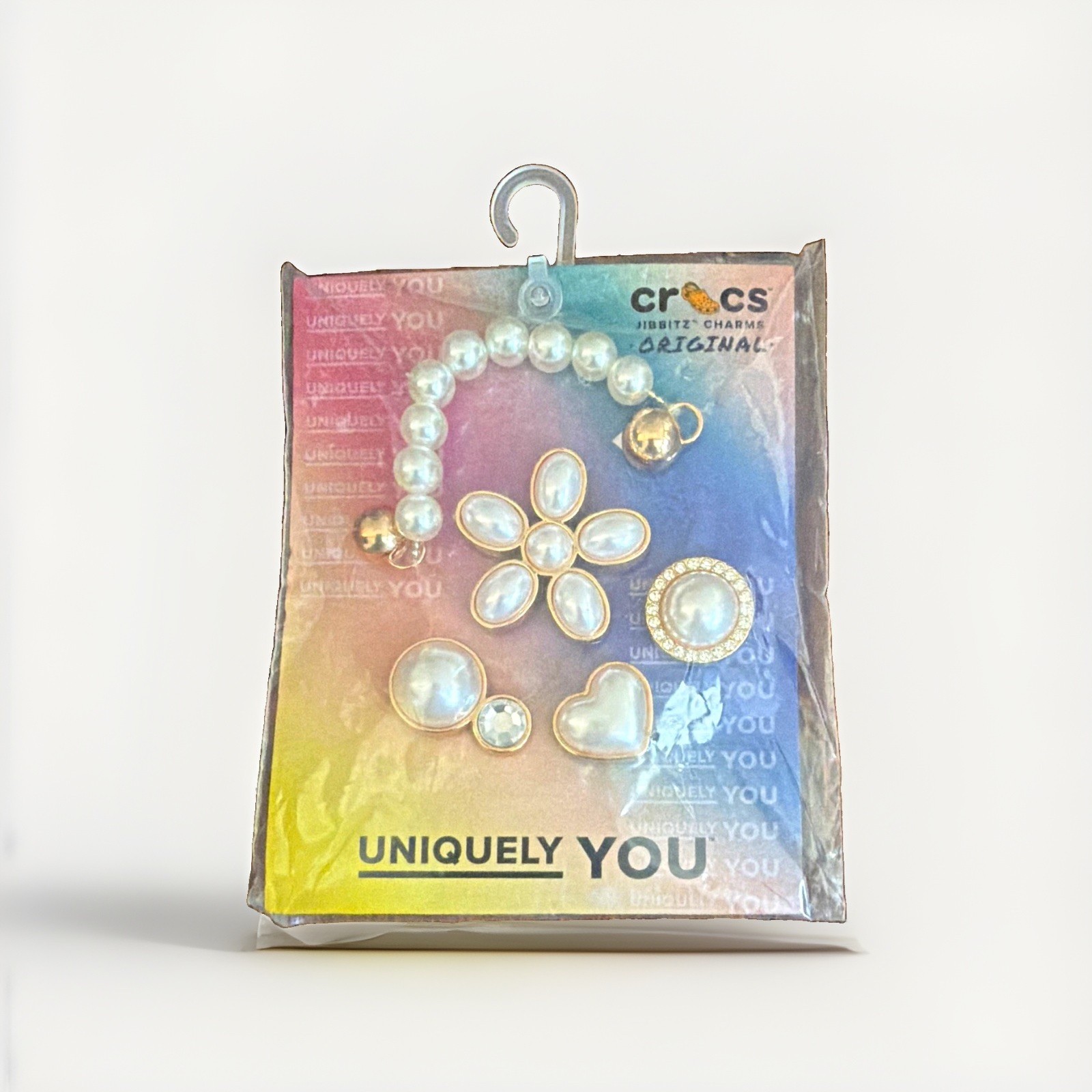 Crocs Jibbitz Charms Uniquely You Shoe Charm Set White/Gold Heart Flower