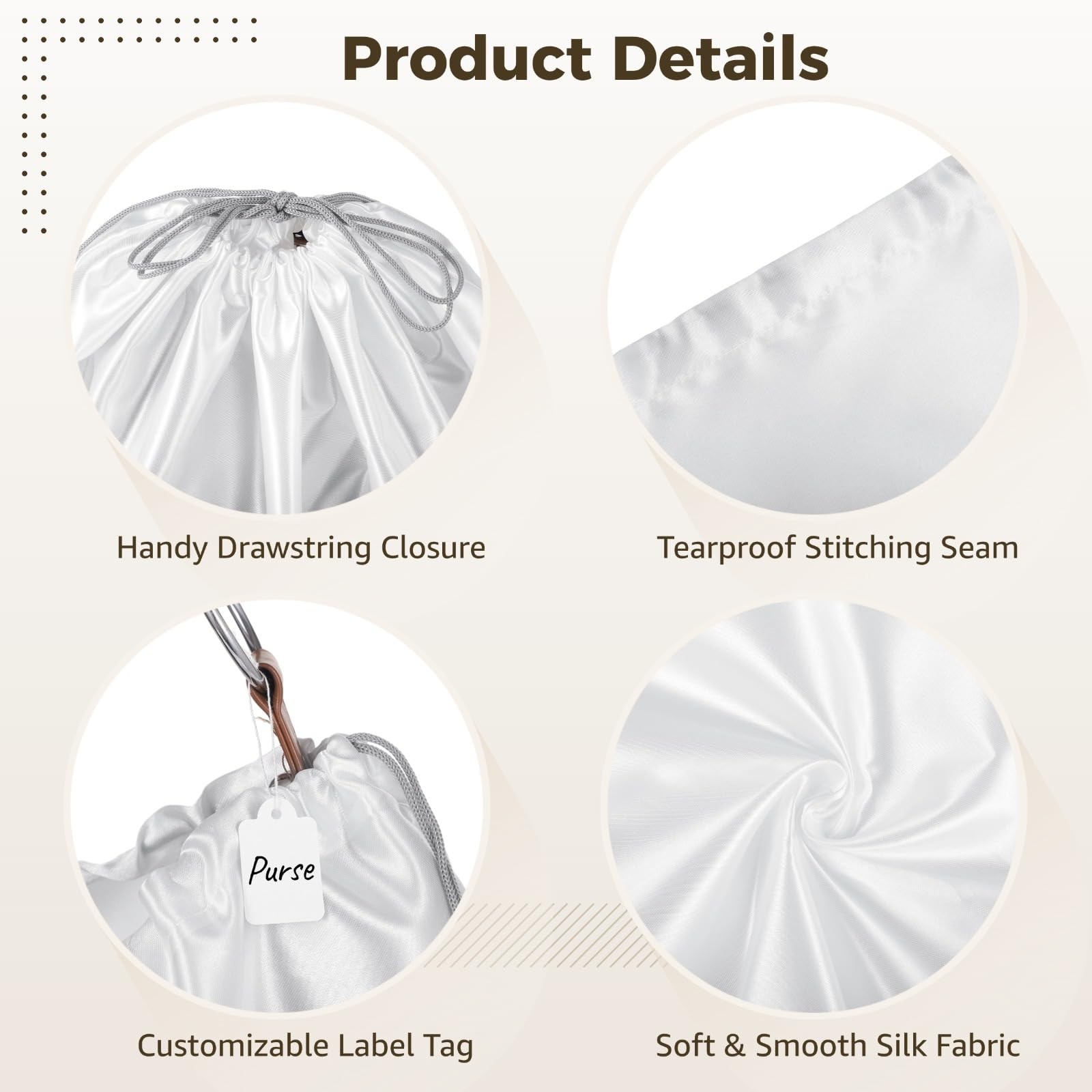 20 Pcs Dust Bags for Handbags and Purses, Large Drawstring 19.7*15.7in, White
