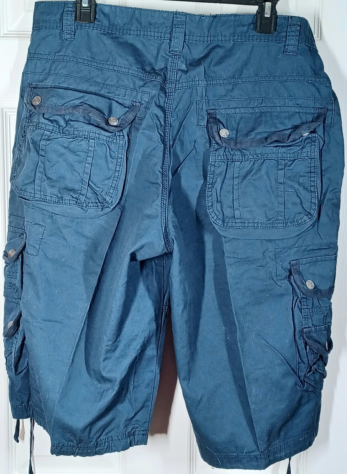 MSLM Mens Cargo Shorts SIZE 36, Dark Blue, Inseam 13″, Length 26″, Pockets, Zip