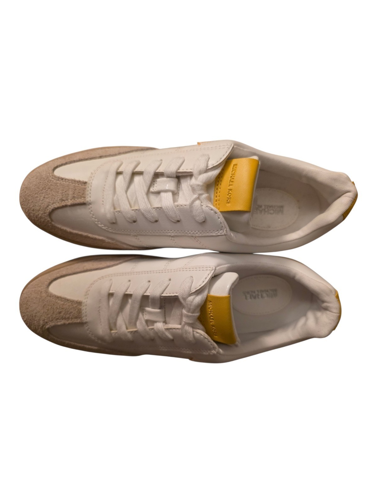 Michael Kors Men’s Colorblock Lace-Up Low Top Sneakers White/Beige/Yellow 8.5