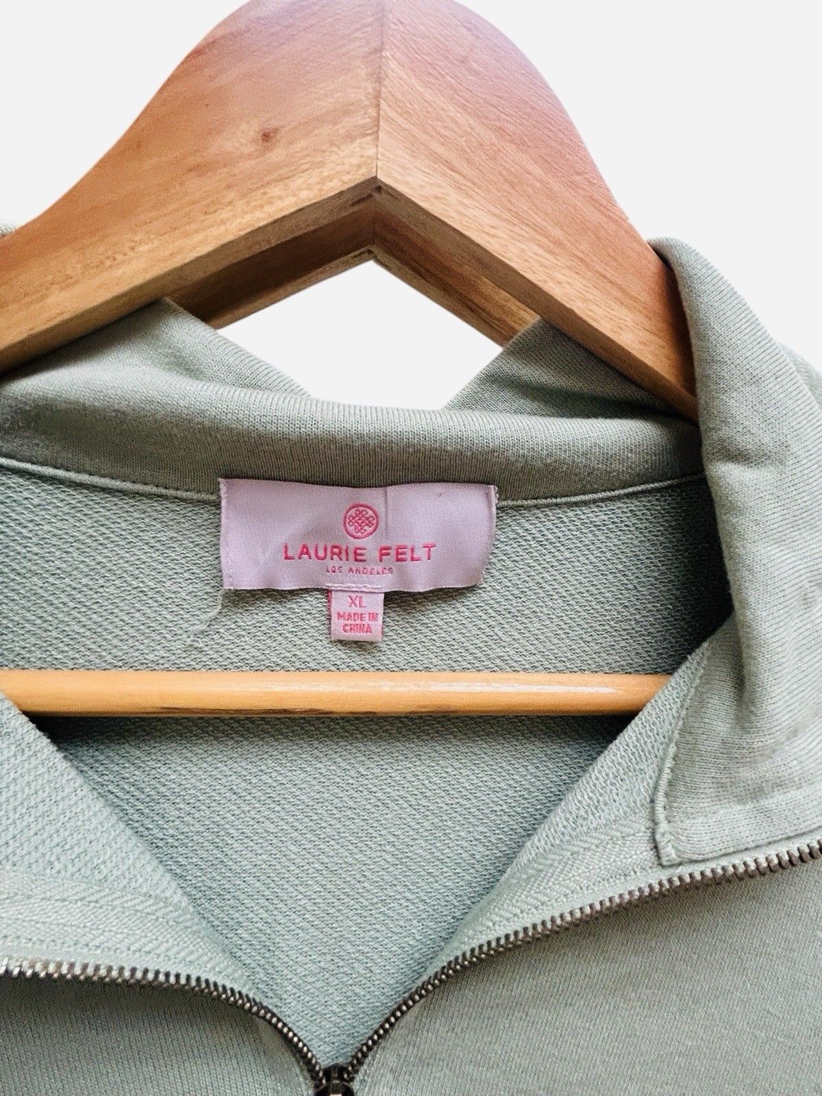 Laurie Felt Half-Zip French Terry Shirt XL Faded Sage Green Pullover