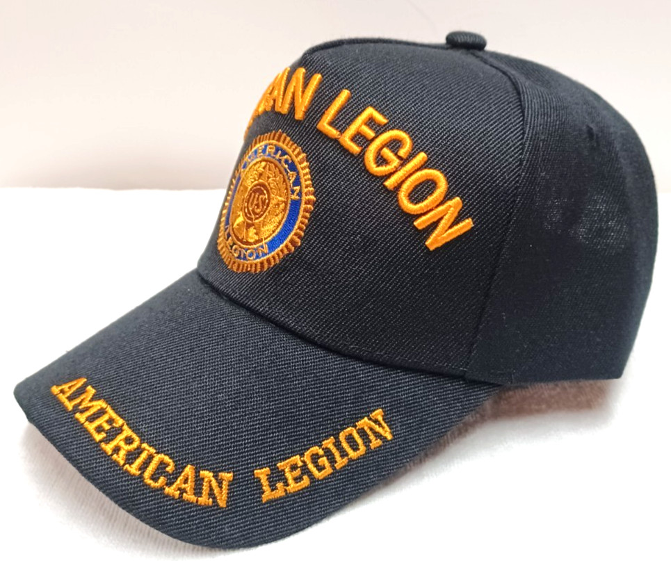 AMERICAN LEGION MILITARY CAP AMERICAN LEGION HAT BLACK WITH INSIGNIA