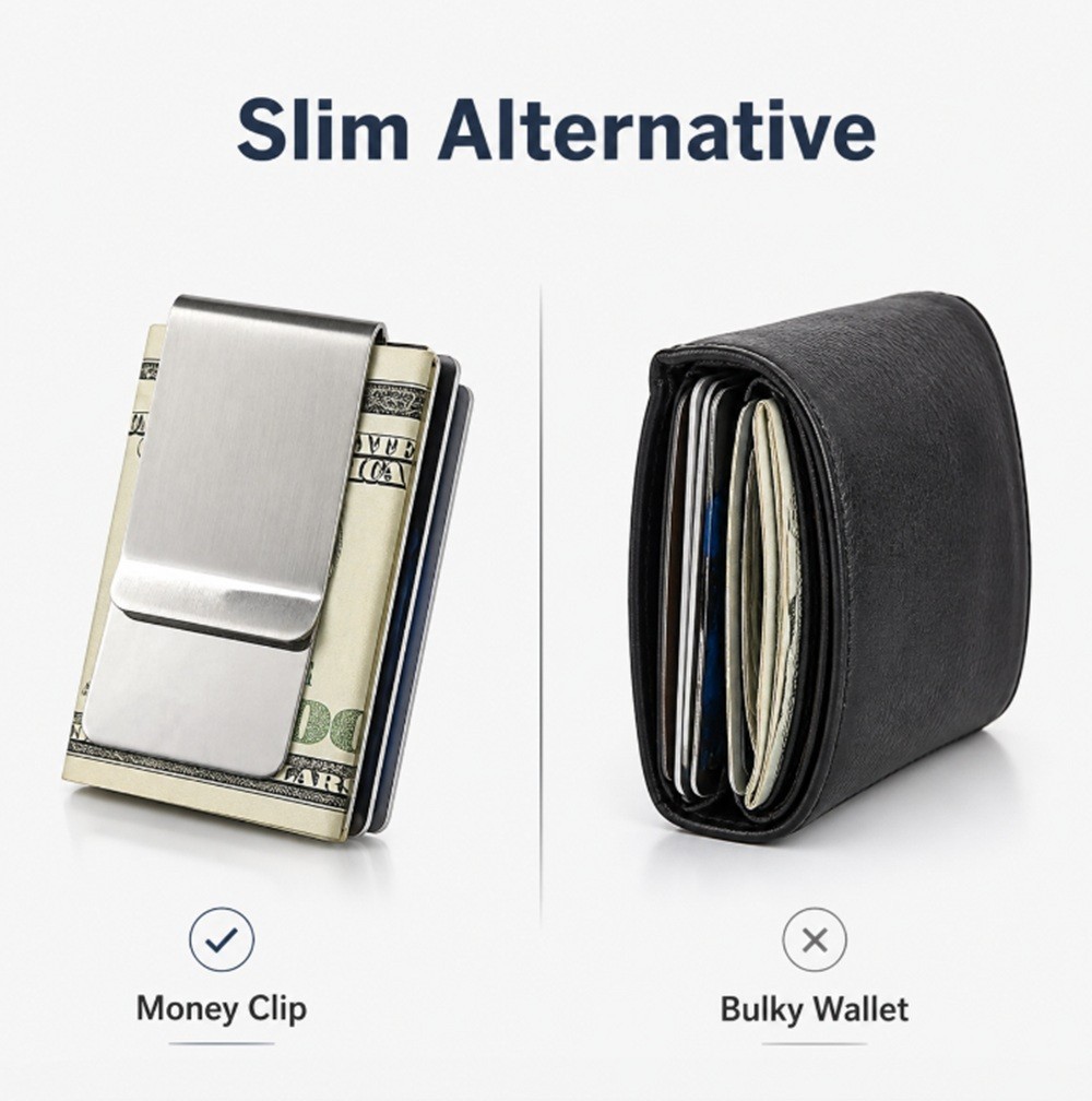 Stainless Steel Money Clip Silver Metal Pocket Holder Wallet Credit Card Holder