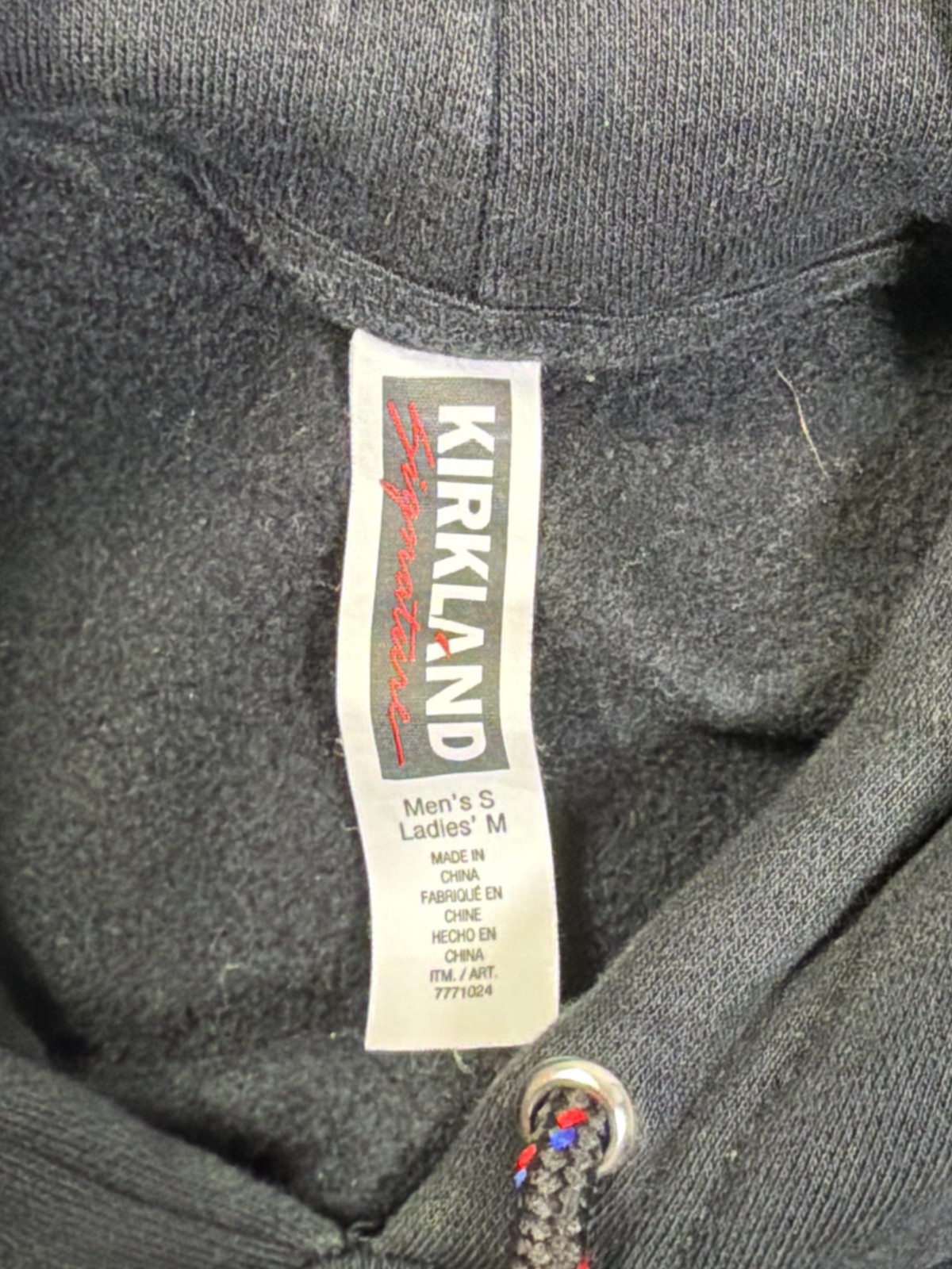 Kirkland Signature Hoodie Sweatshirt Mens S Black Pullover Costco Logo Graphic