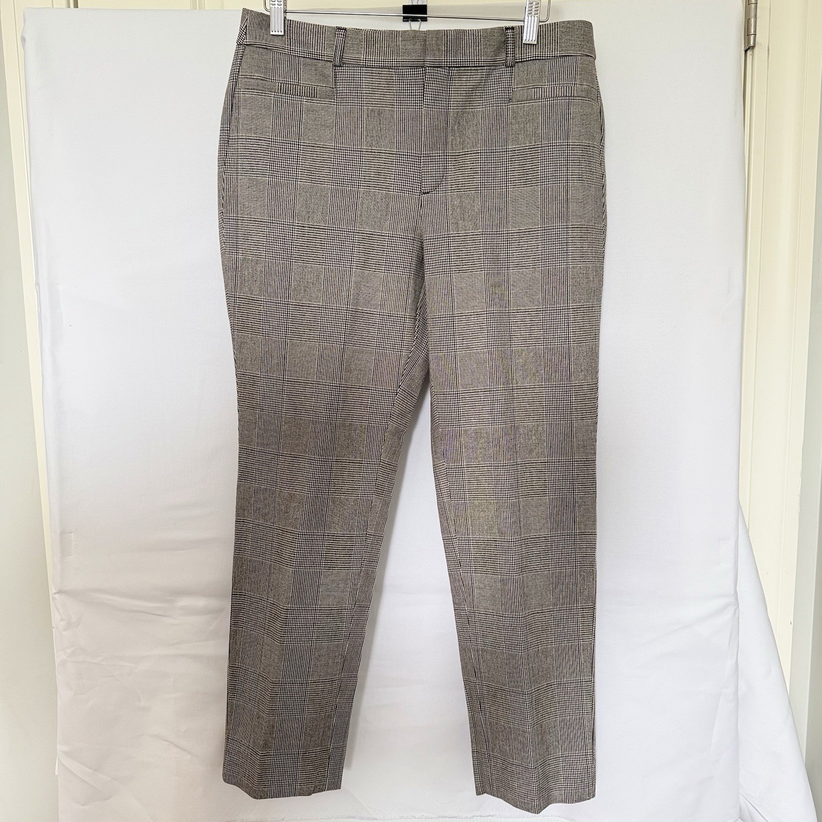 Banana Republic Sloan Slim Ankle Pants Women 12 Black White Houndstooth Plaid