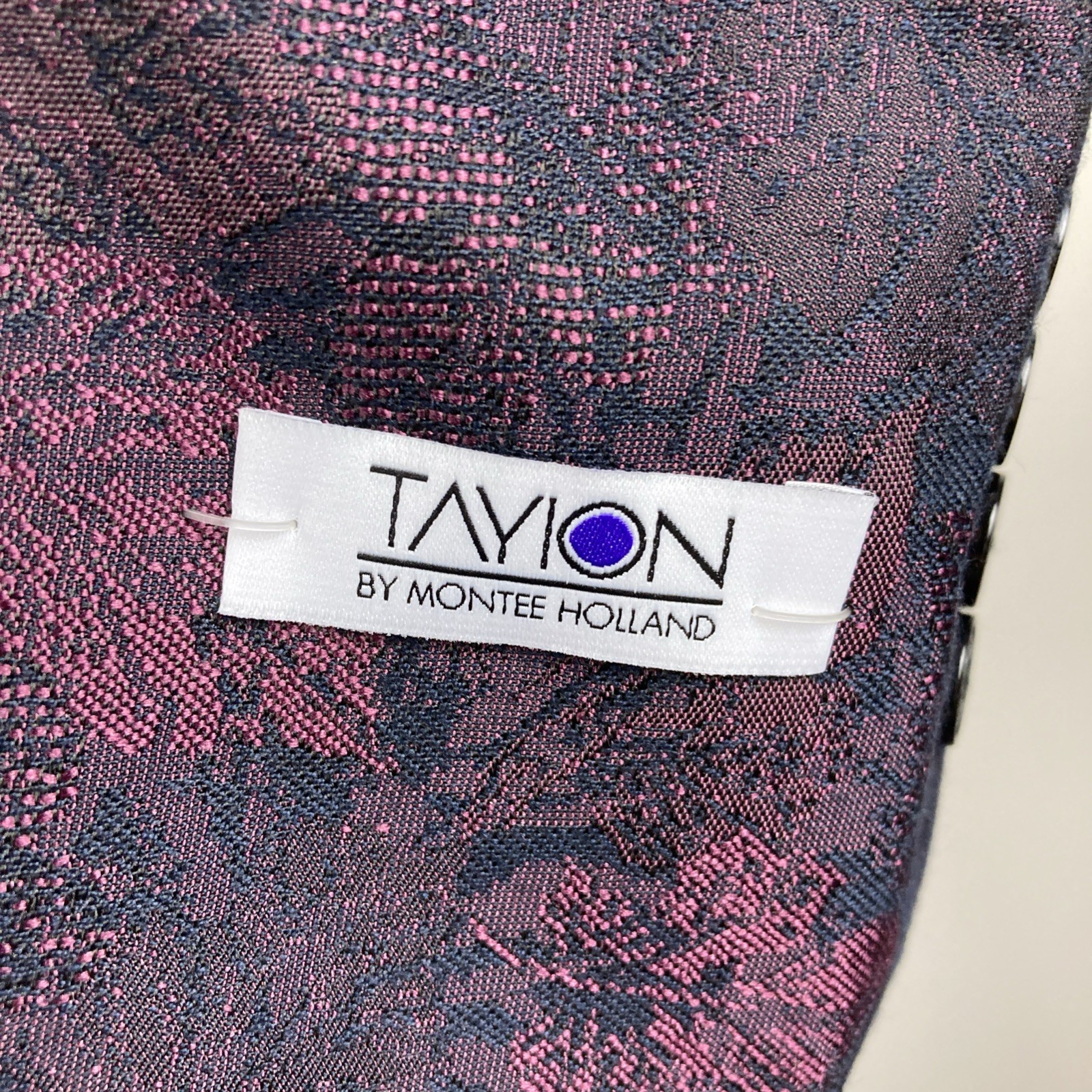 Tayion Mens Classic fit Double Breasted Dinner Jacket 52R Wine Black Floral