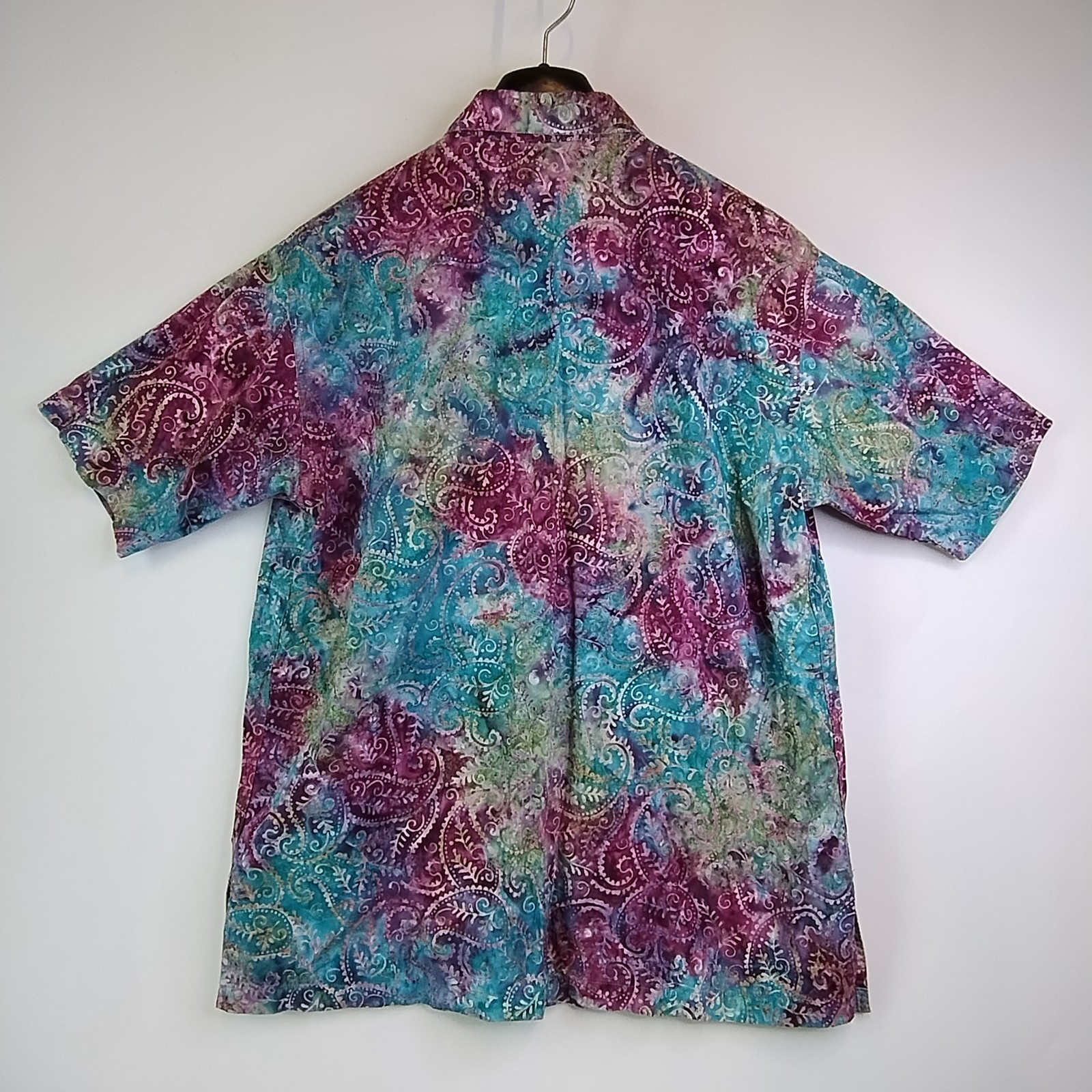 Sariamerta Vibrant Multi Coloured Patterned Button Up Shirt Mens Size L Cotton
