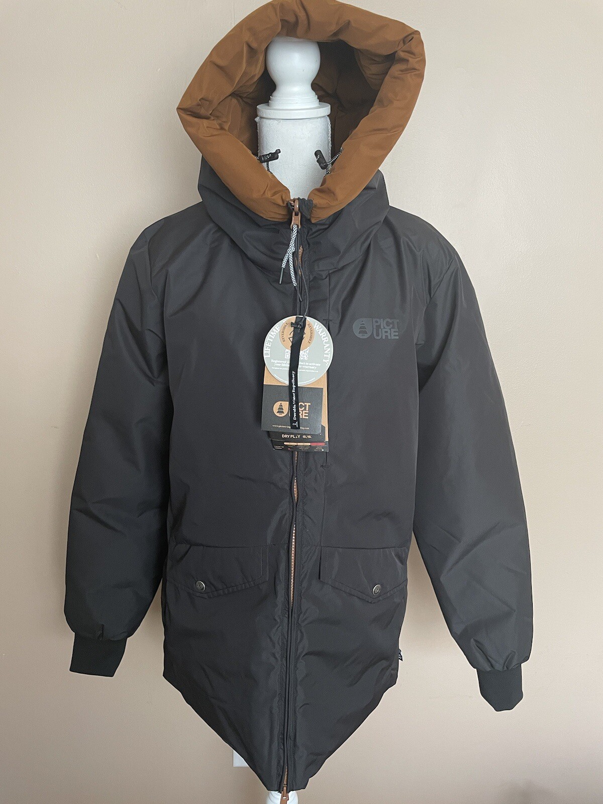 PICTURE SPERKY WINTER JACKET Reversible Hooded Puffer Jacket Black/Brown Size S