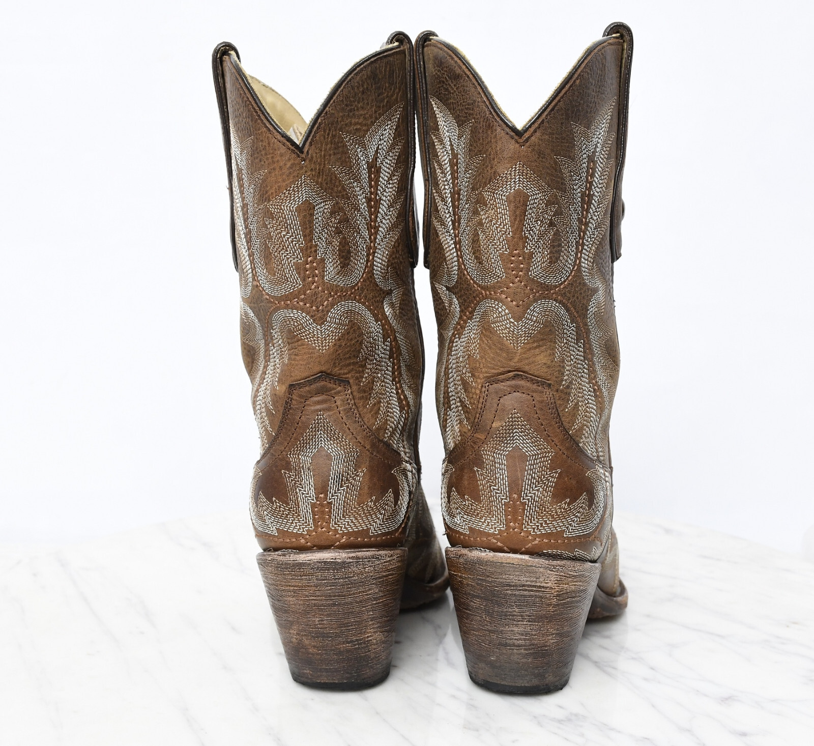 CORRAL G1902 LEATHER STITCHED Brown WESTERN Cowgirl Riding BOOTS Womens Sz 8
