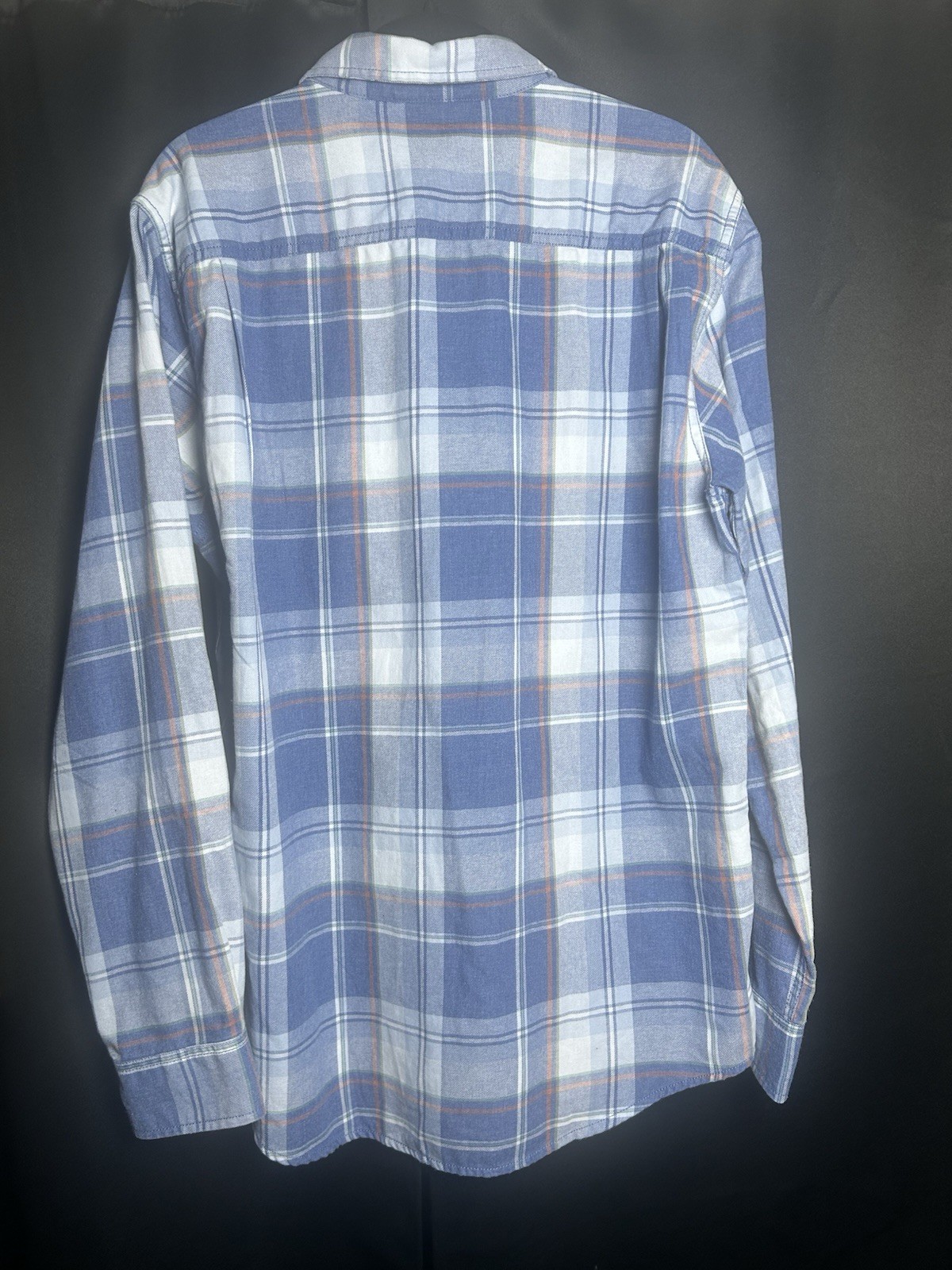 Original Weatherproof Vintage Mens Blue Plaid Flannel Shirt Long Sleeve, Large