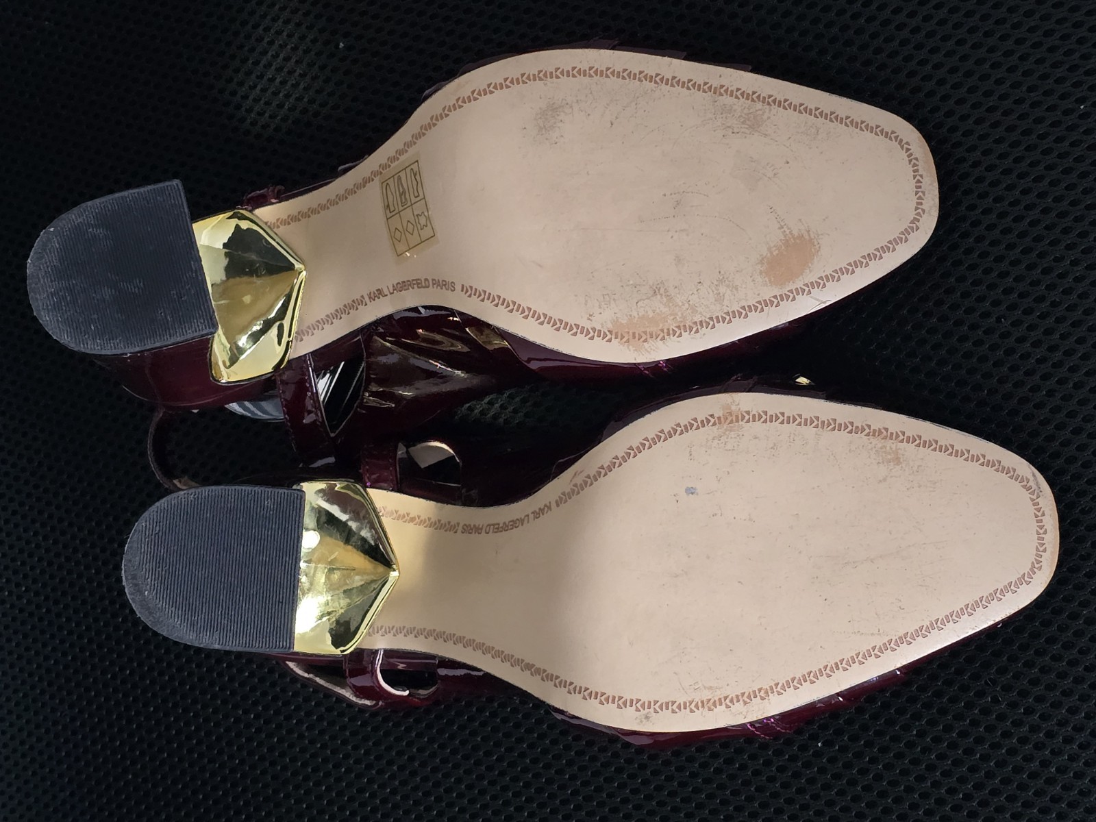 Karl Lagerfeld Paris Georgie Slingback Heels Burgundy Patent Leather 7.5M