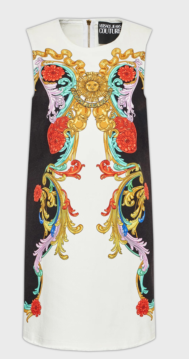 VERSACE JEANS COUTURE BULL PANEL SUN BAROQUE Denim Dress Denim Dress Mini Dress S