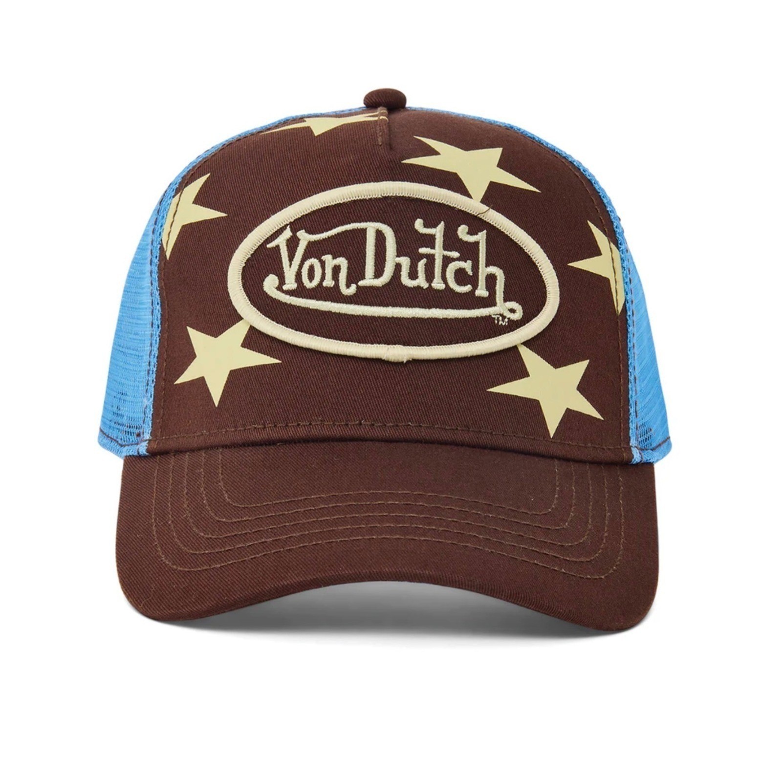 NEW Von Dutch Hat Brown Americana Patch Trucker Mesh SnapBack Cap Retro Y2K