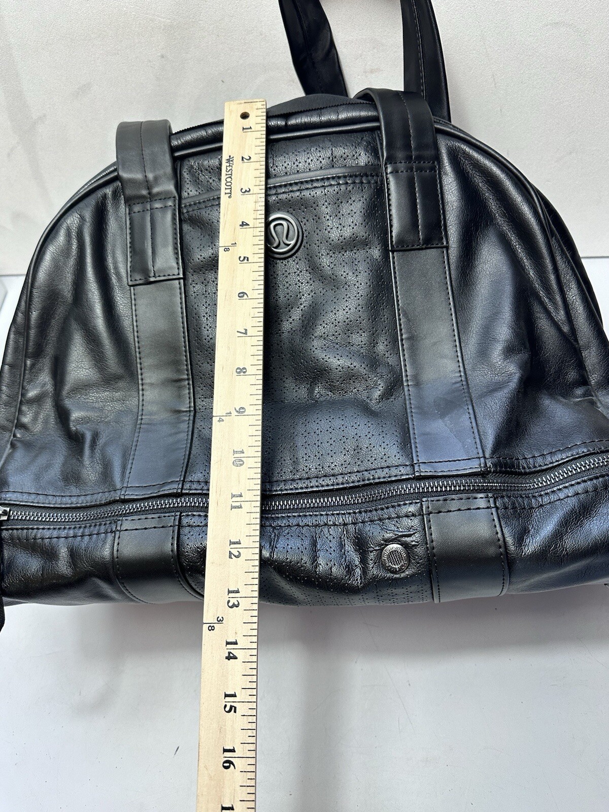 Lululemon Om For All Large Gym Travel Weekender Shoulder Bag Black Faux Leather