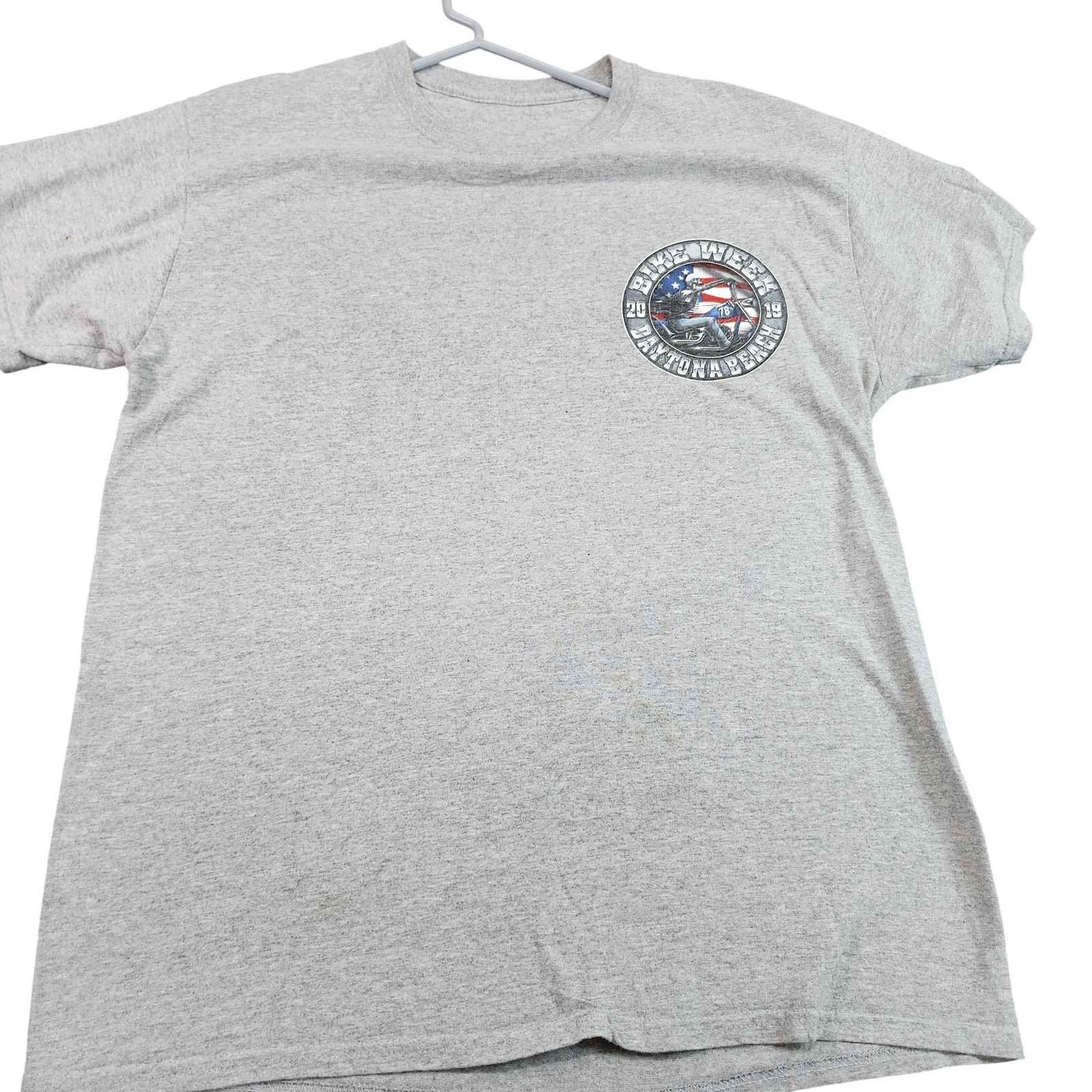 Bike Week Daytona Beach Shirt Mens Large Gray Skull Motorcycle Graphic Tee 2019