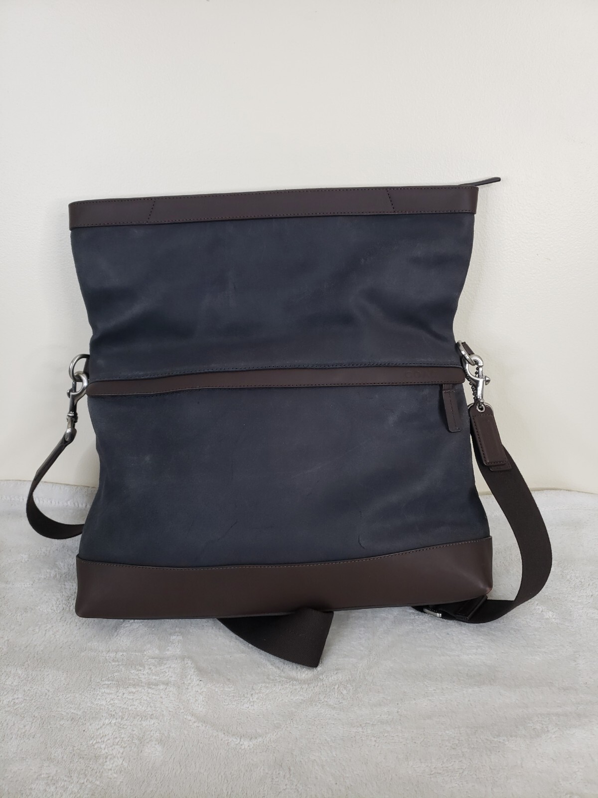 Coach Camden Navy Fold Over Tote Messenger Bag Mens or Ladies Leather