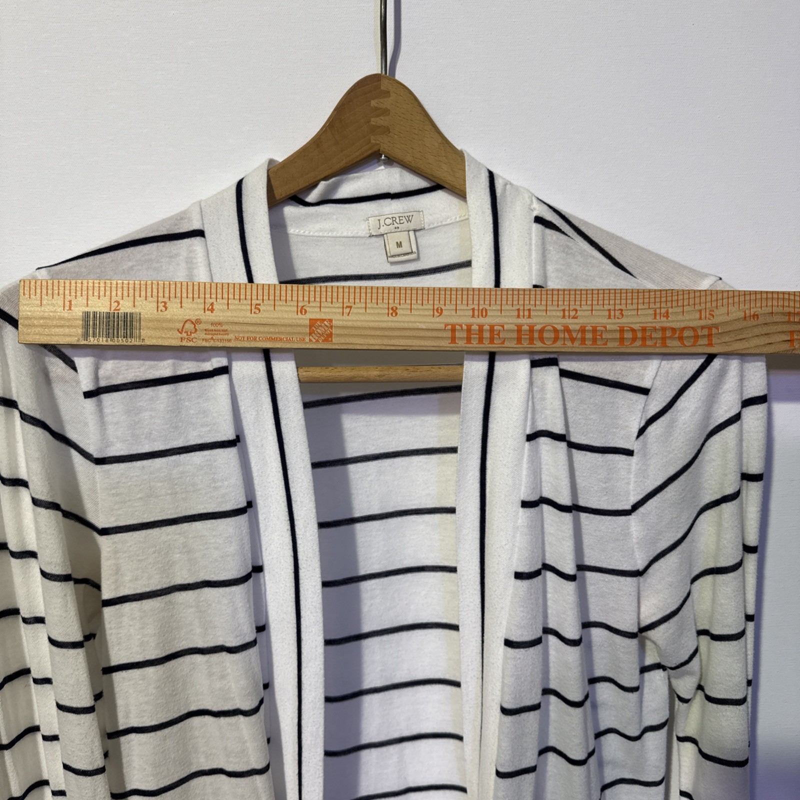 J. Crew Cardigan White Black Stripe Sweater Long Sleeve Coastal Flyaway Medium