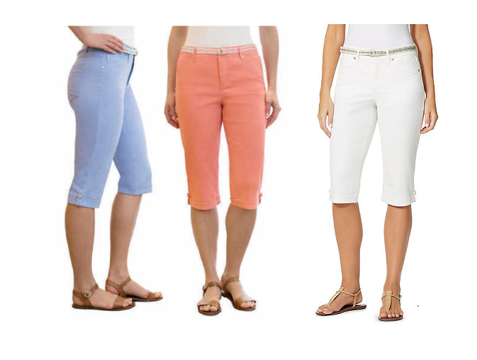 NEW Gloria Vanderbilt Women’s Lillian Belted Skimmer Capri Pants, Colors/Sizes