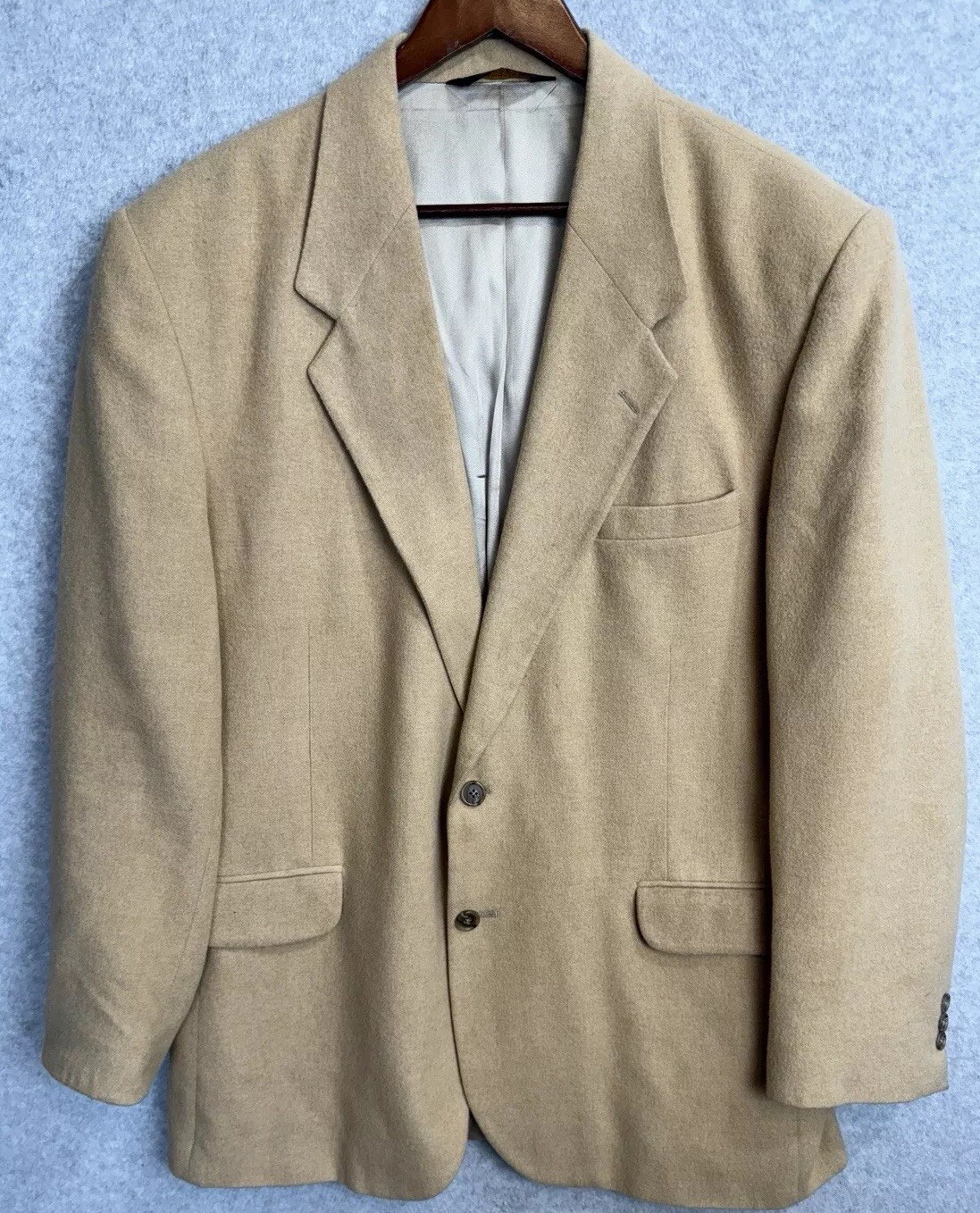 VINTAGE 100% Camel Hair Blazer Sport Coat Jacket Size 46R TRIESTE 90s Tan Luxury