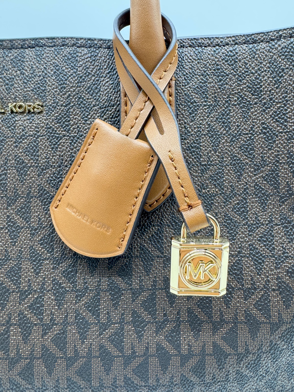 MICHAEL KORS Scarlett East West logo coated canvas satchel crossbody bag -Acorn