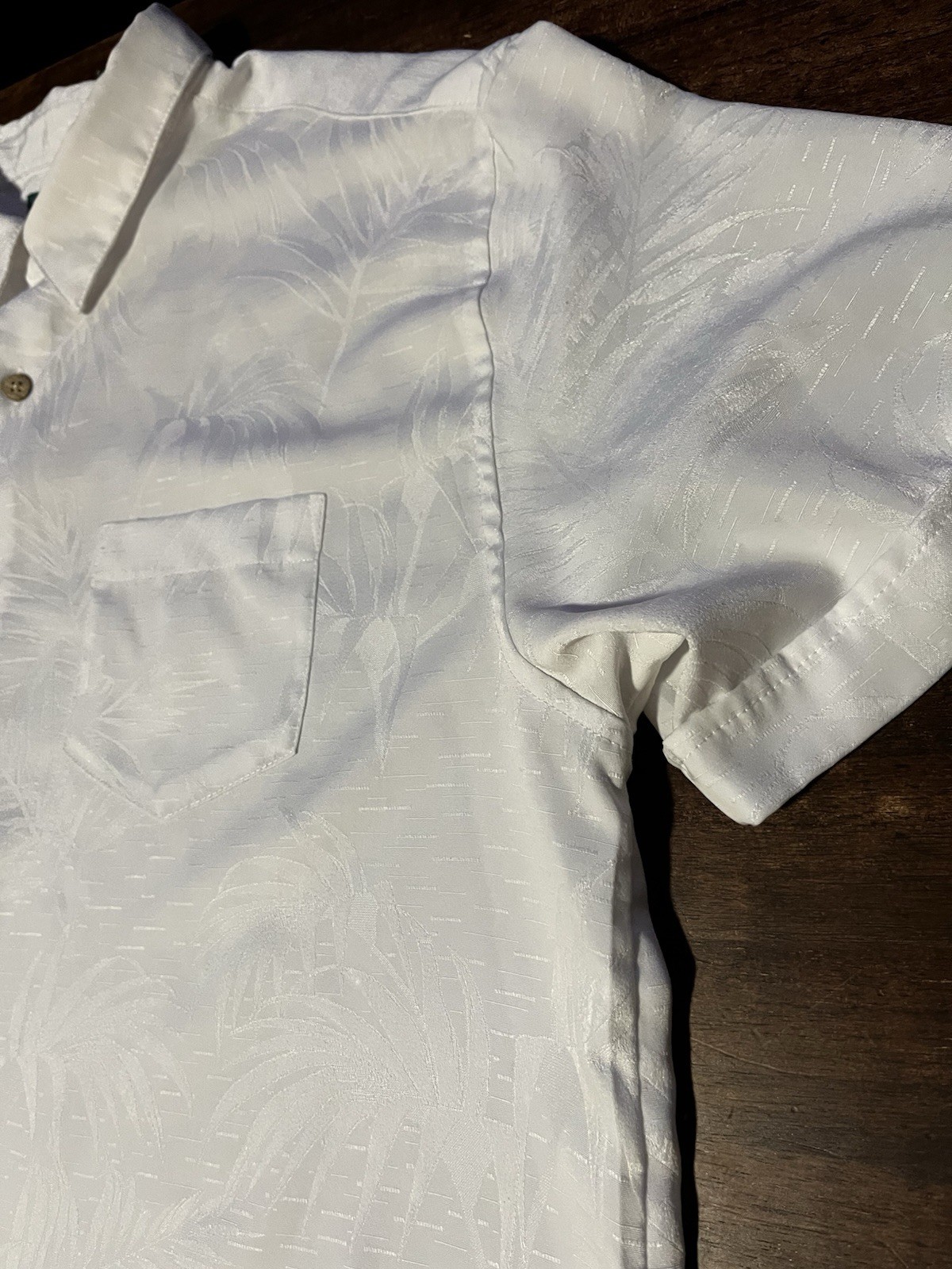 XL Cubavera White/ White Floral Short Sleeve Button Down With Collar