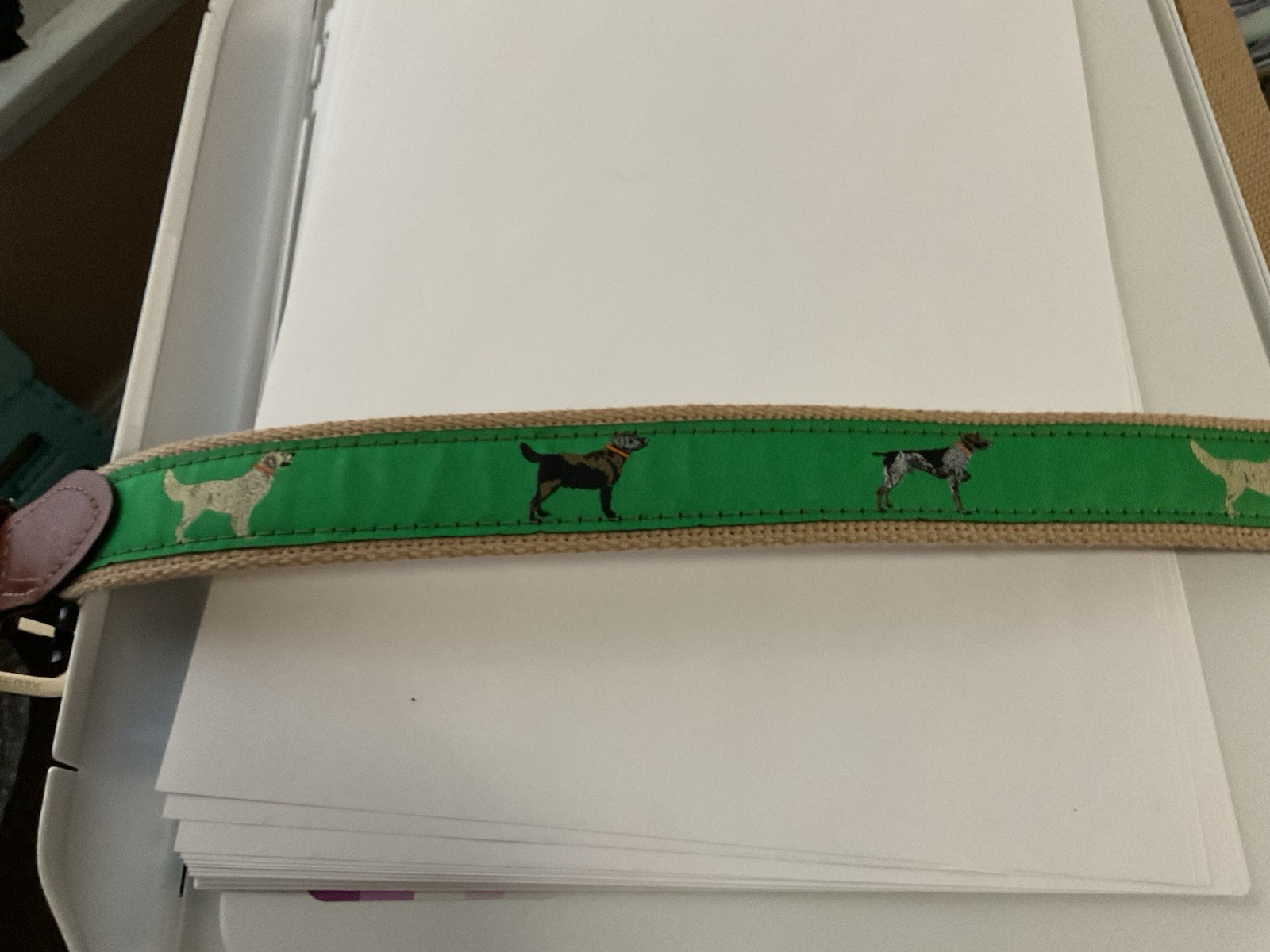 NWT Zep-Pro Leather And Webbing Heavy Duty Dog Print Belt 42