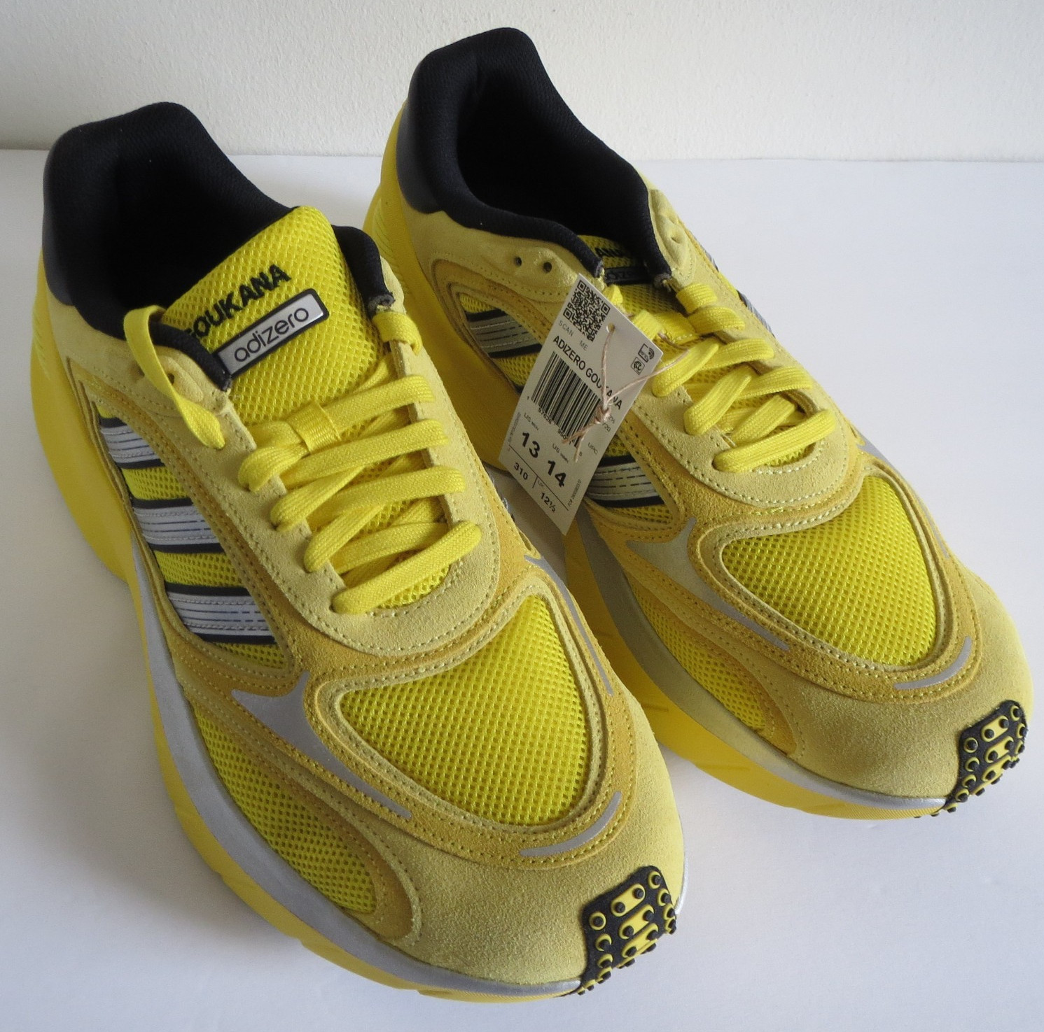 adidas Adizero Goukana Yellow Core Black Men’s Size 13 JP7177 Chunky Runner NWT