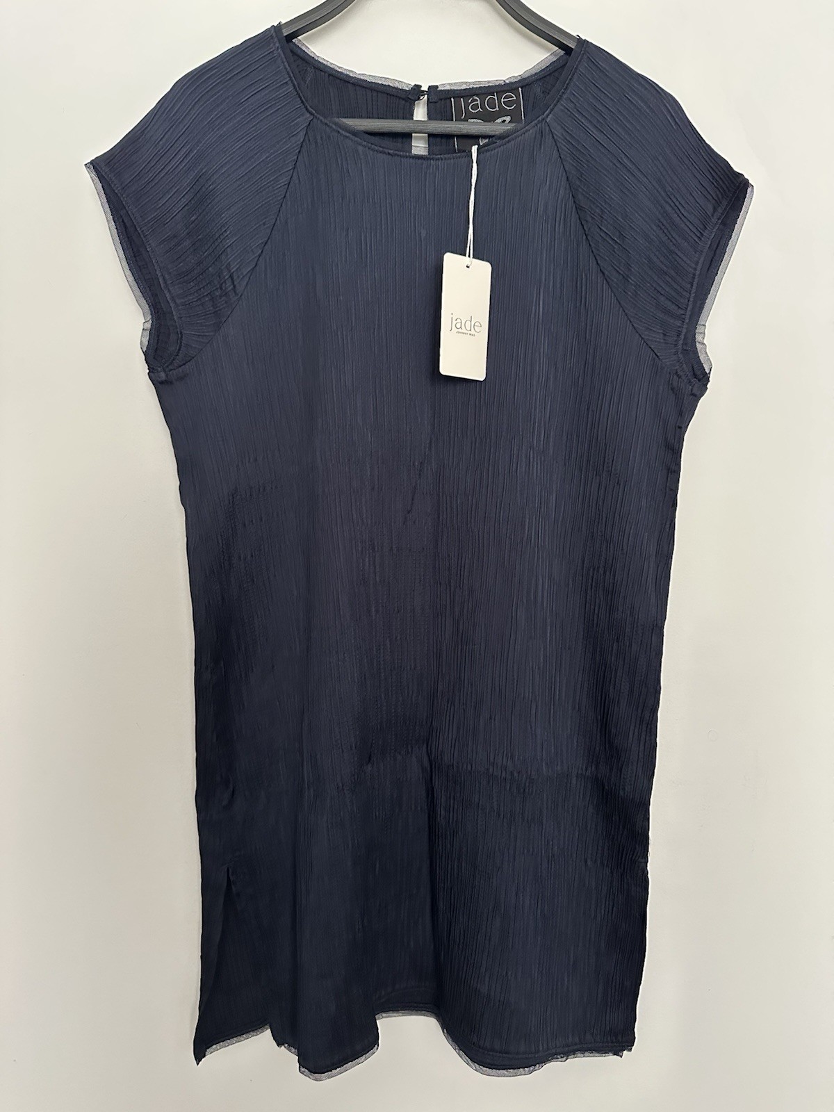Johnny Was Jade Midnight Blue Maritza Tunic Top Stretch Textured Size S NWT