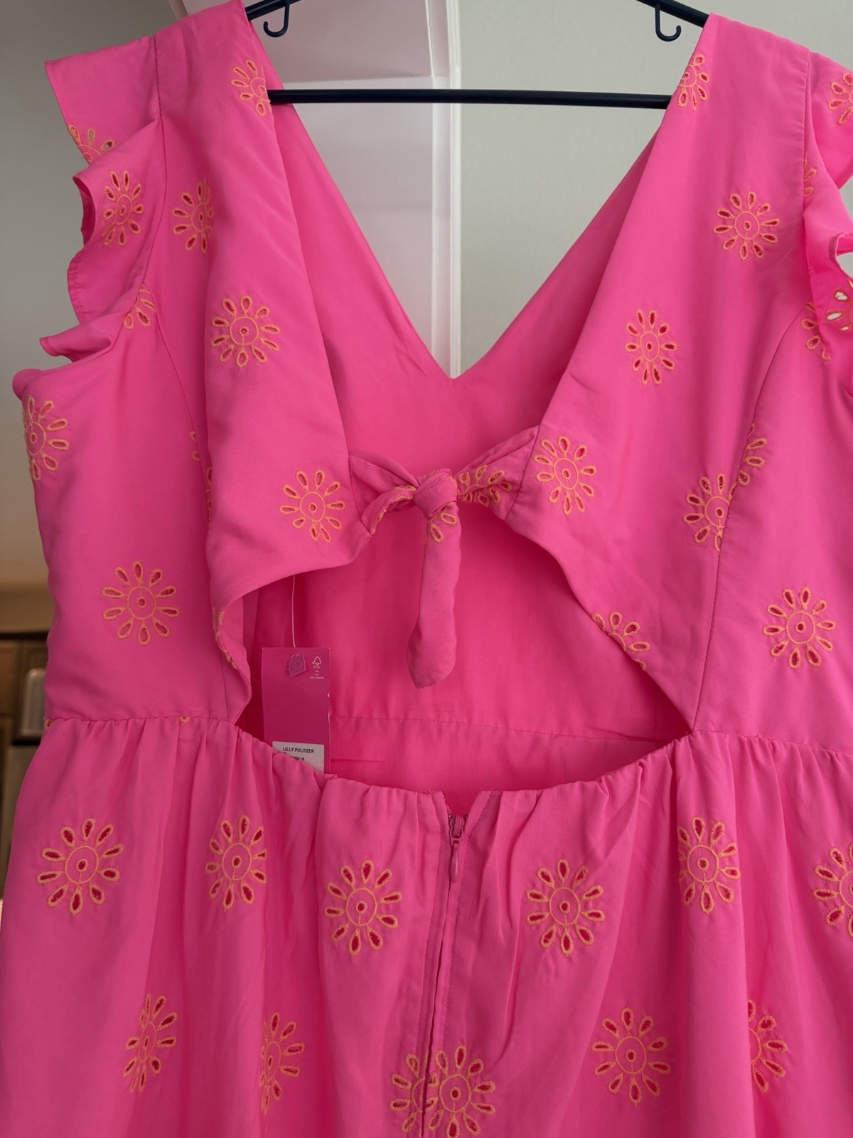 Lilly Pulitzer Lillyanne Flutter Sleeve Dress Size 16 NWT Aura Pink Eyelet
