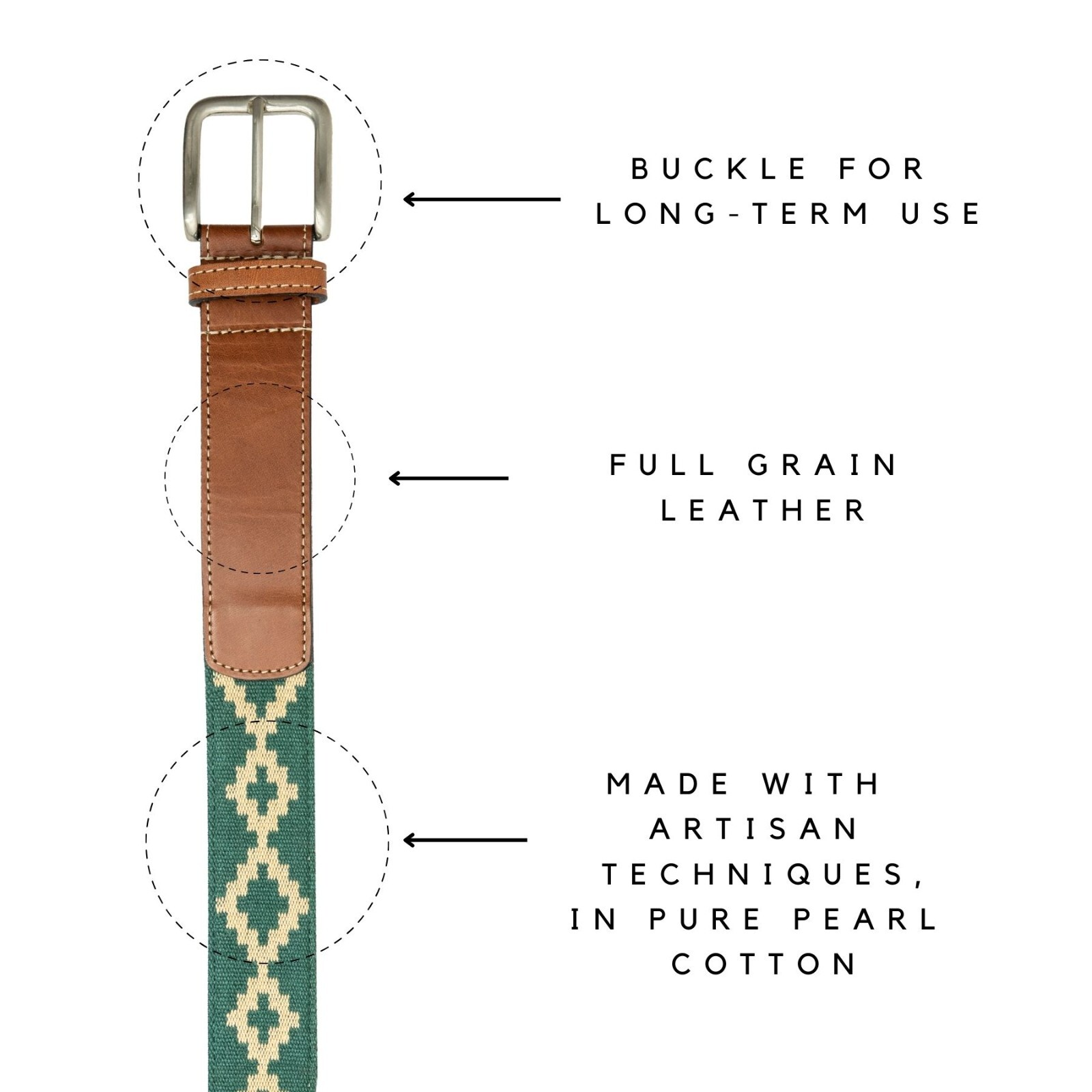 Woven Polo Belt Handmade Lightweight Vegetable-Tanned Leather Polo Belt Unisex