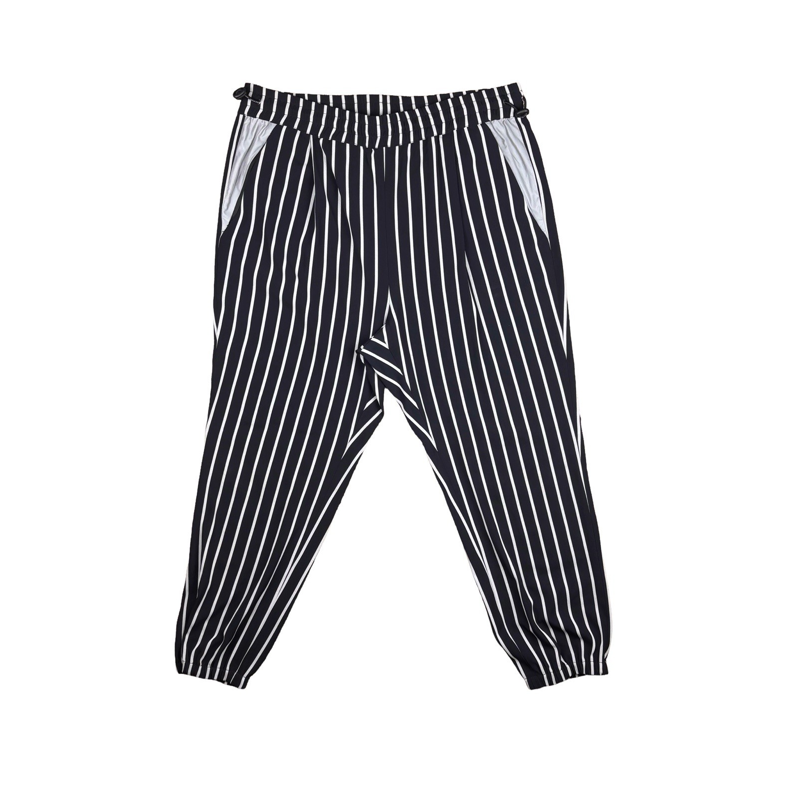 Opening Ceremony XS Navy White Striped Jogger Pants Drawstring Elastic Waist